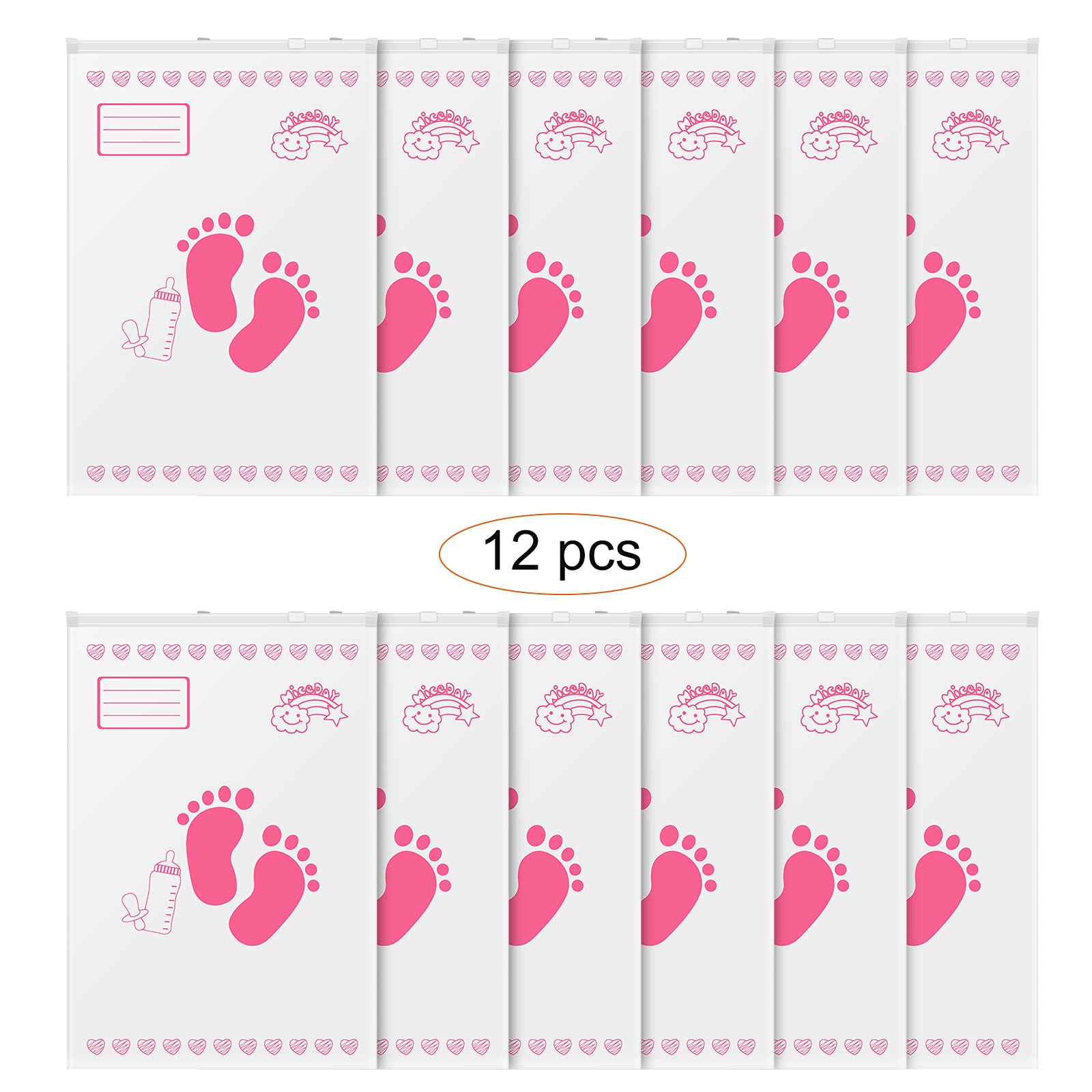 Leenou Corredino Neonato Bustine Ospedale Cambio Trasparenti PE Glassato 34x24 cm Rosa