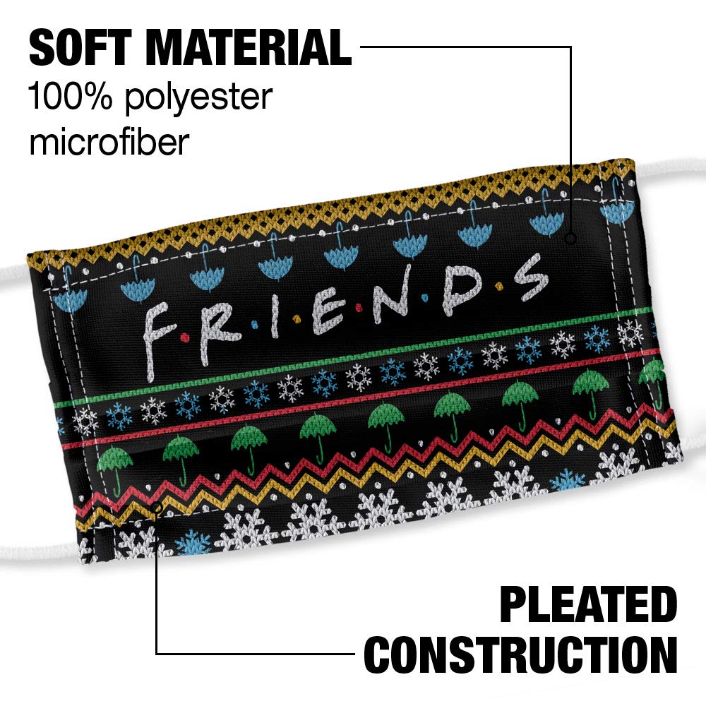 Friends Holiday with Friends 1-Ply Reusable Face Mask Covering with Adjustable Nose Wire, Unisex
