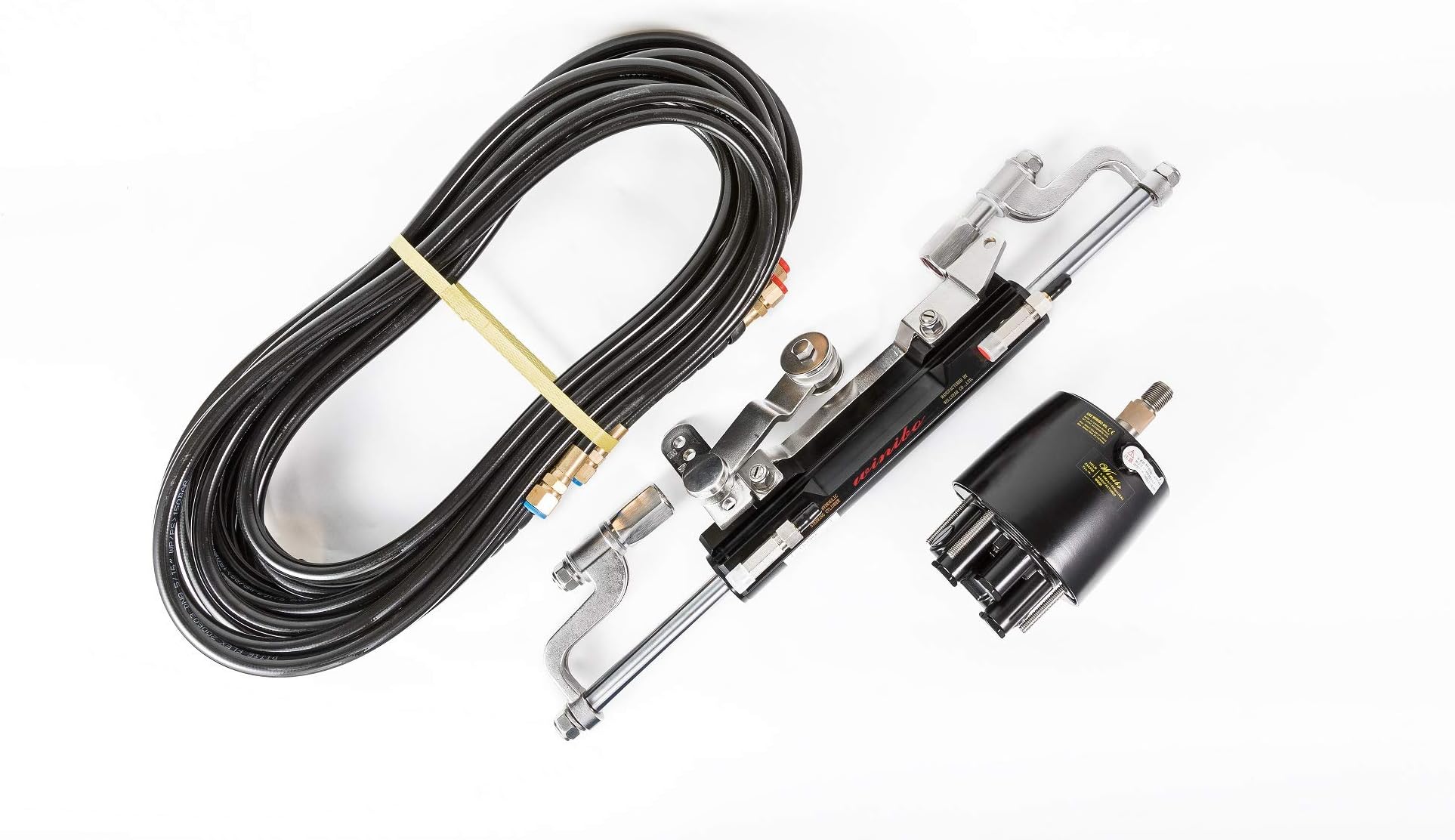 Woqi ZA0350 Marine Outboards Hydraulic Steering Kit for Boat with Helm Pump, Compact Cylinder, Tubing