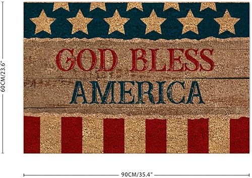 Miniatura 3 de Bless America - Tapete patriótico de fibra de coco para exteriores, 24 x 35 pulgadas, rústico, para interiores y exteriores, antideslizante, con