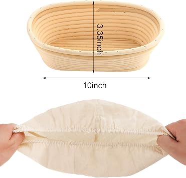 Boao 6 Pieces Bread Banneton Proofing Basket Liner Cloth Cover Natural Rattan Baking Dough Banneton Proofing Sourdough Basket Cloth Liner Bread Baking Supplies(Oval, 10 Inch)