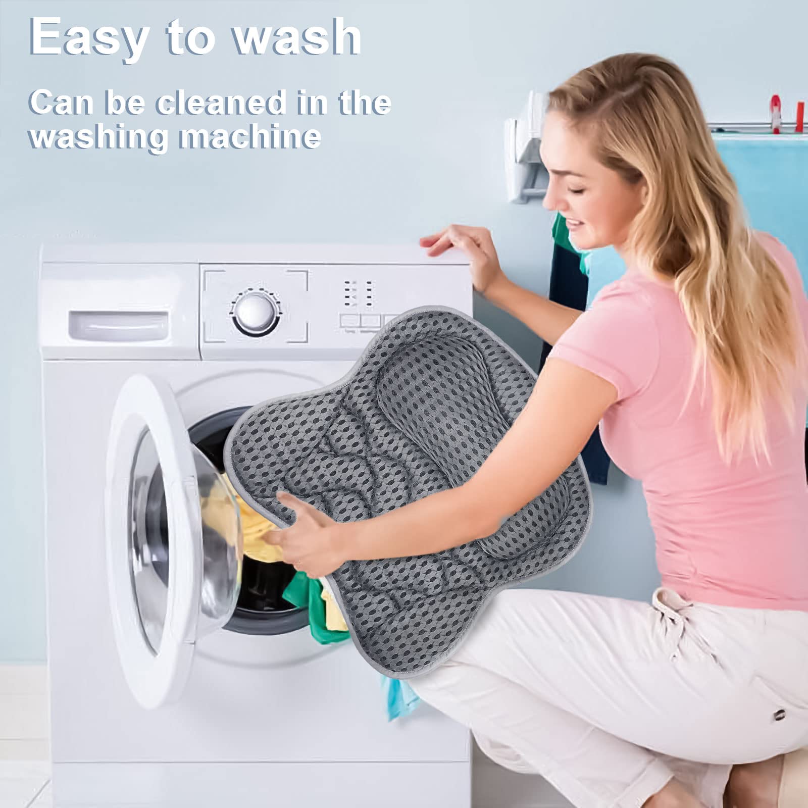Frasheng Almohada de Baño,Malla 4D Cojín de baño,Almohada de Baño con 6 Ventosas Antideslizantes,Puede soportar la Cabeza,el Cuello,la Espalda,para SPA en Casa Bañera de Hidromasaje,Lavable a Máquina