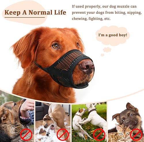 Miniatura 7 de Bozal para perro, bozales de malla transpirable para perros pequeños, medianos y grandes, bozal de chihuahua para morder y masticar, bozal ajustable
