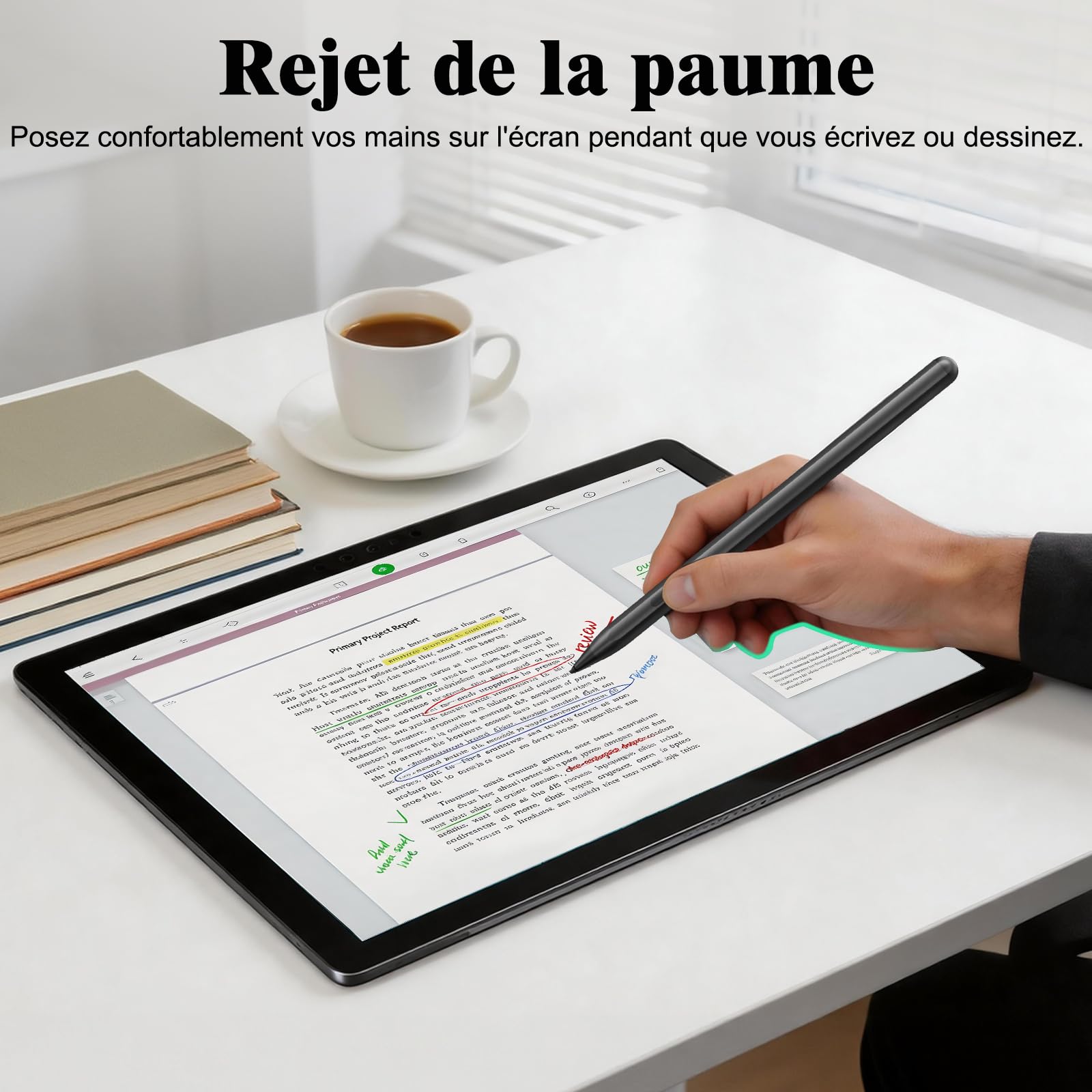 Stylet Microsoft Surface, 4096 Niveaux Pression, Inclinaison & Rejet de Paume, Magnétique, Charge Rapide 1H, Surface Pro 11/10/9/8/7/6/5/4/3/X, Go 4/3/2/1, Laptop 6-1, Studio, Book 3/2/1 (Gris)