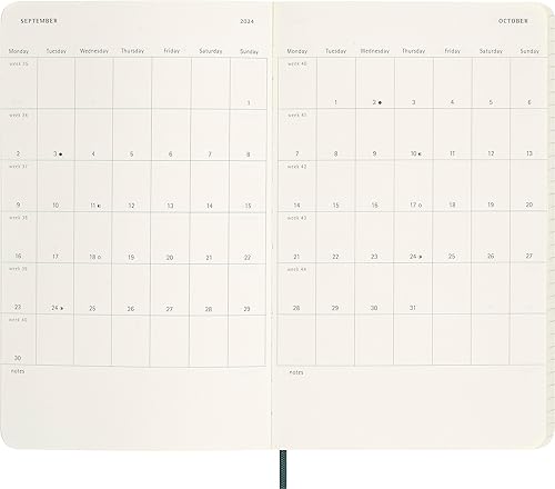 Miniatura 4 de Moleskine 2024 Precious and Ethical Weekly Planner Box, 12M, Large, Boa Green, Soft Cover (5 x 8.25)