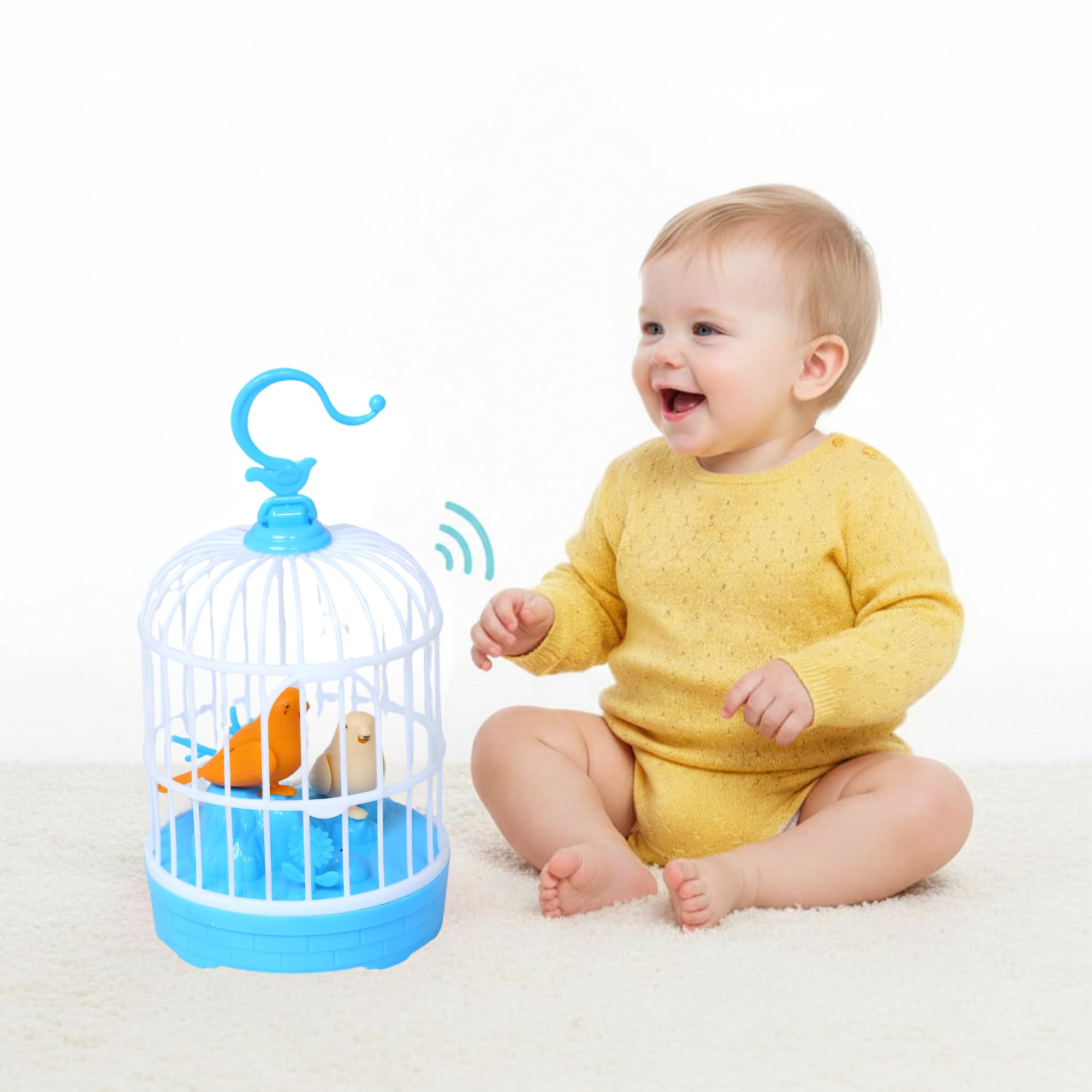 Talking Bird Cage Toy for Kids | Interactive Musical Speaking Repeats Voice | Singing Chirping Rechargeable | Educational Gift | Playtime Companion Children Toddlers Learning Fun | Blue-image-5