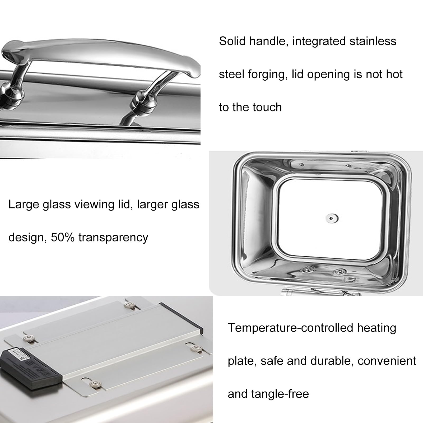 Scaldavivande elettrico in acciaio inox, 9 l, con coperchio trasparente, ideale per eventi e catering, design durevole, facile da pulire
