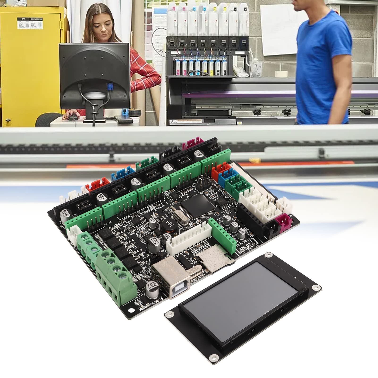 Kit de Carte de Commande D'imprimante 3D, Dissipation de Chaleur Efficace Mini Mini-panneau Continu intégré 32 Bits de Puce de Plibs de la Puce à Distance (Modèle avec écran