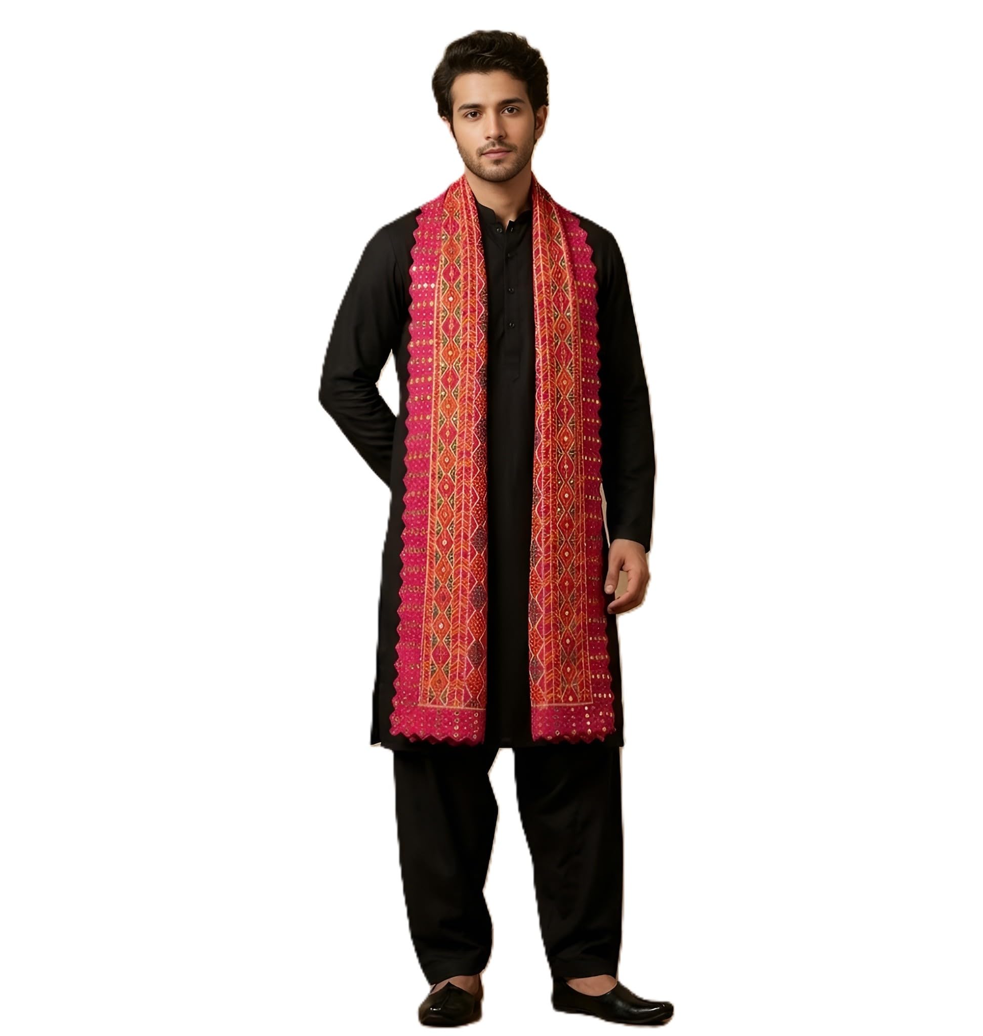 muffly Men Chinon Heritage Woven Geometric Zari Buti Dupatta with Woven Border & Tassel Detailing-picture-27