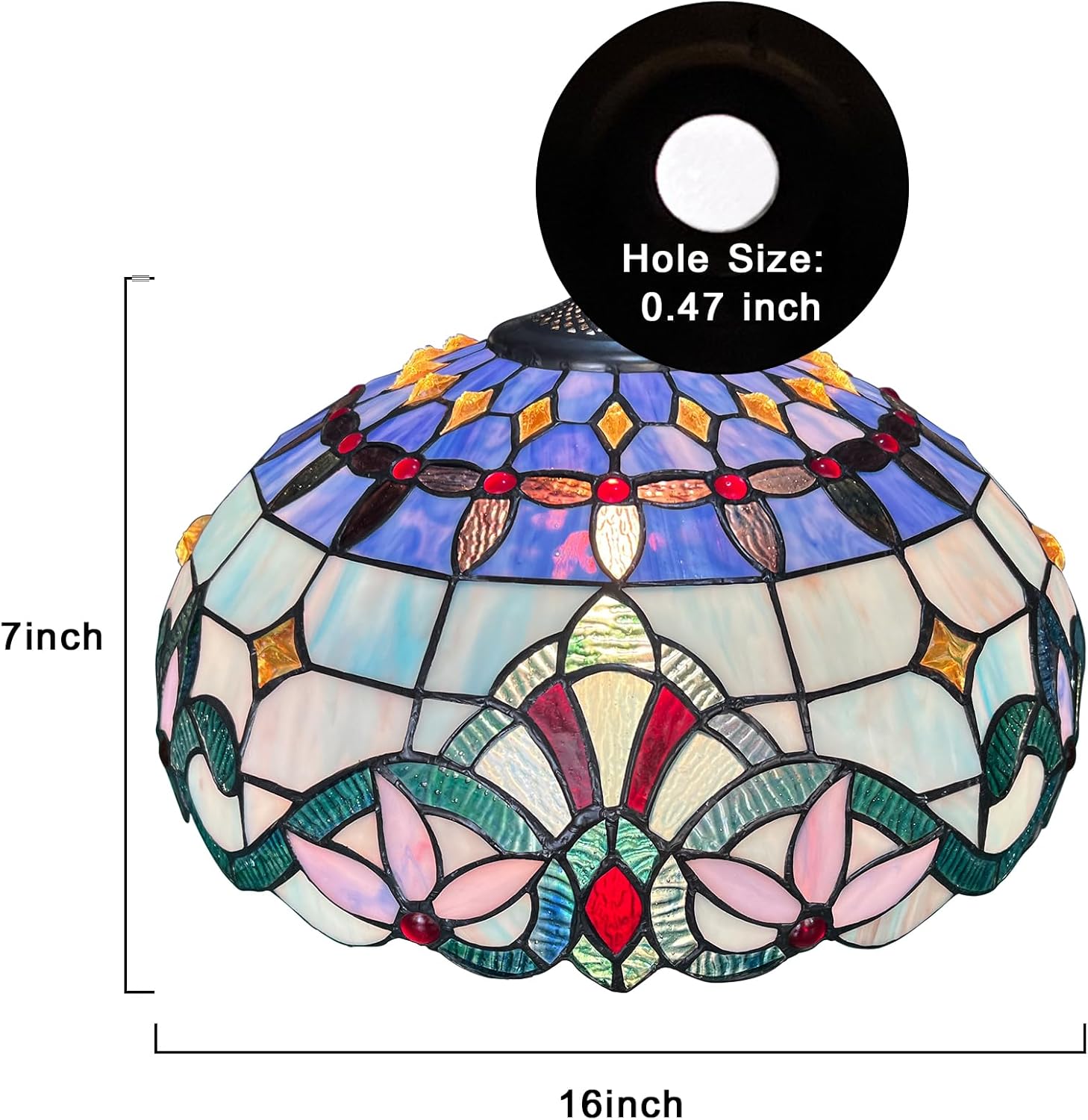 Capulina Tiffany Lamp Shade 16 Inches Wide Accessories Replacement Light Blue Style Stained Glass Lampshade for Table Lamp Floor Lamp