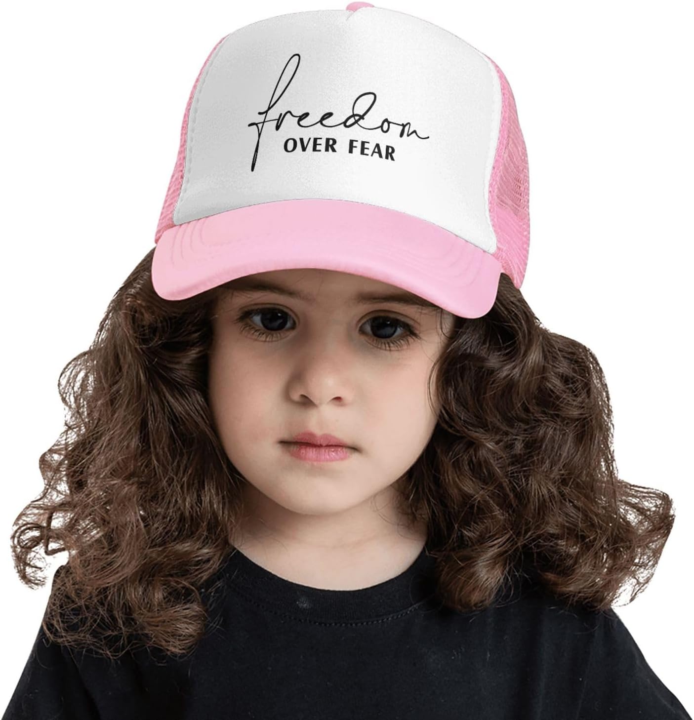 Freedom Over Fear Kids Trucker Hat Mesh Adjustable Outdoor Sports Baseball Caps for Boys Girls