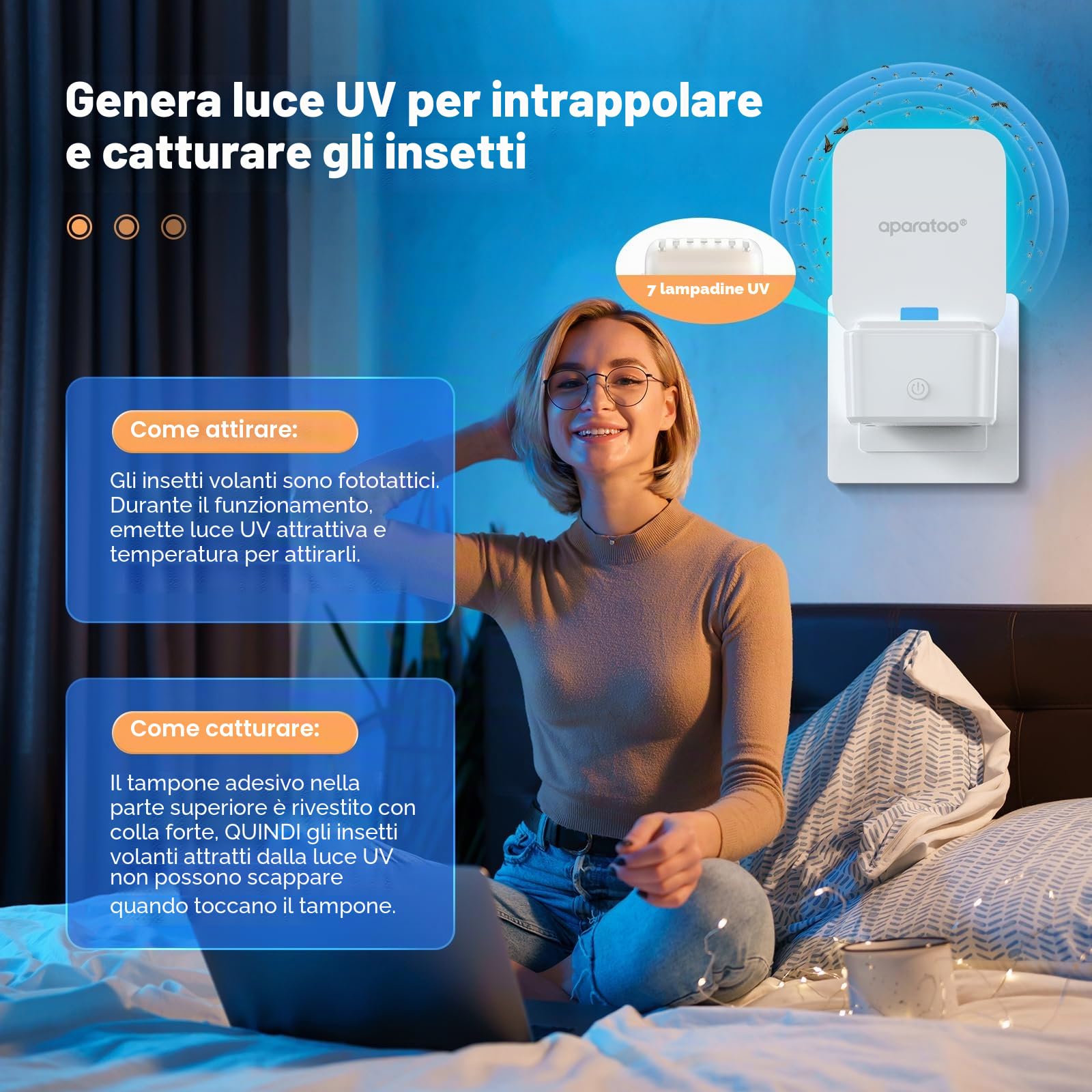 Trappole Acchiappa Ciliegio Mosche, Trappola Adesiva con UV Lampada Antizanzare Elettrica 2 Pezzi, Trappola Appiccicose Anti Zanzare Trappola Mosche Zanzare Trappolaper Formiche (10 trappole)
