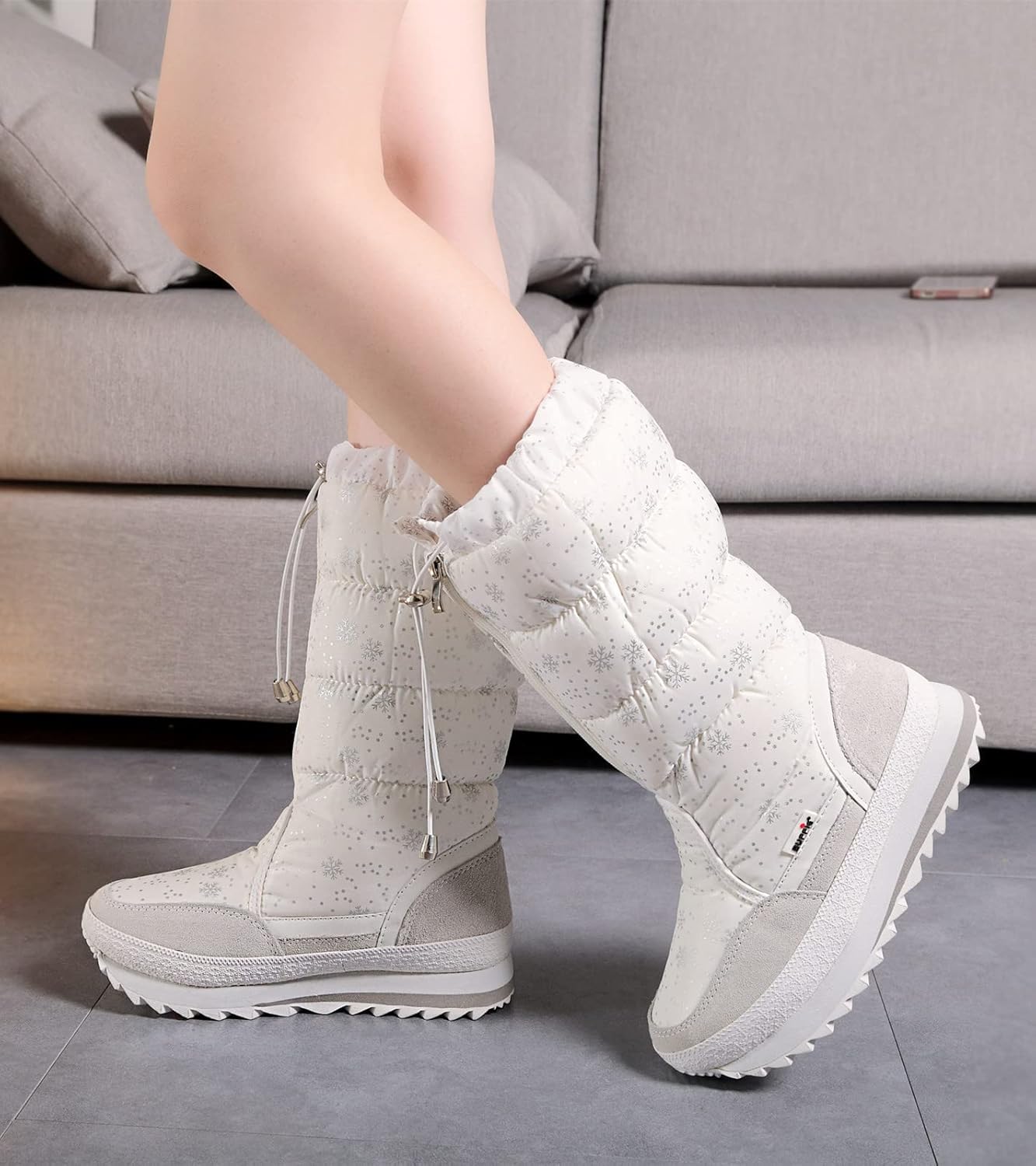 DADAWEN Women's Winter Waterproof Fur Lined Frosty Snow Boots 10 White