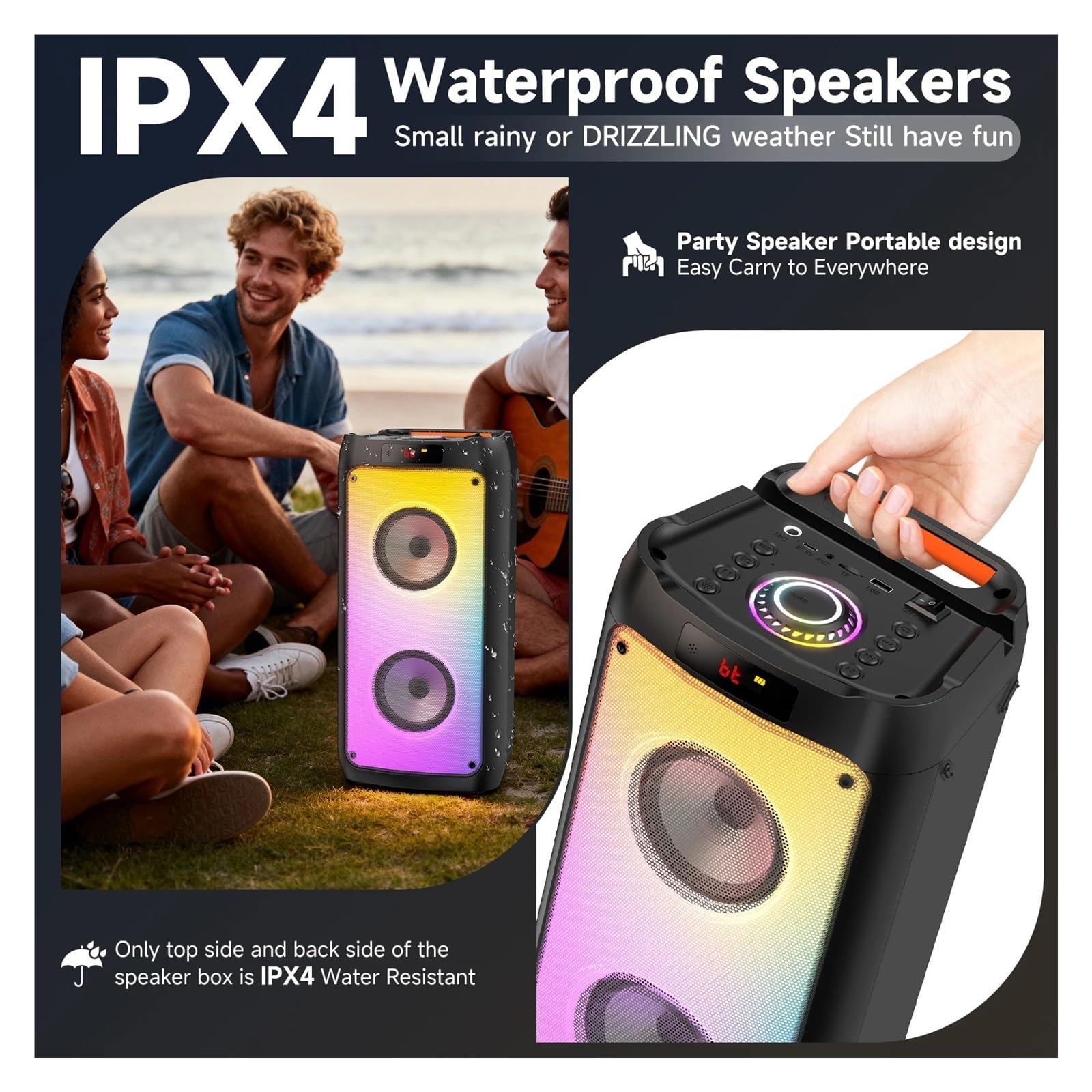 Máquina Con 2 Micrófonos Inalámbricos, Altavoz Bluetooth Portátil For Adultos Y Niños, PA For Fiestas Grandes Luces De Discoteca CaptacióN De Sonido NíTida