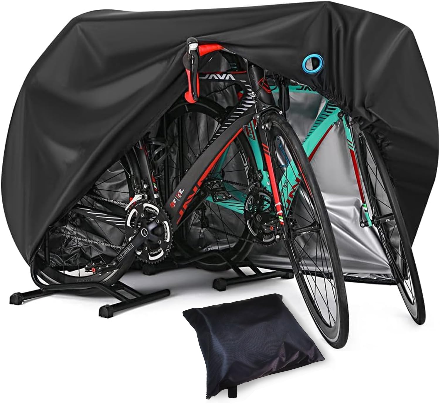Waterproof Bike Cover Heavy Duty Oxford Bicycle Cover with Double stitching Heat Sealed Seams, XL for 1-3 Bikes Protection from UV Rain Snow Dust for Mountain Road Electric Bike Hybrid Outdoor Storage