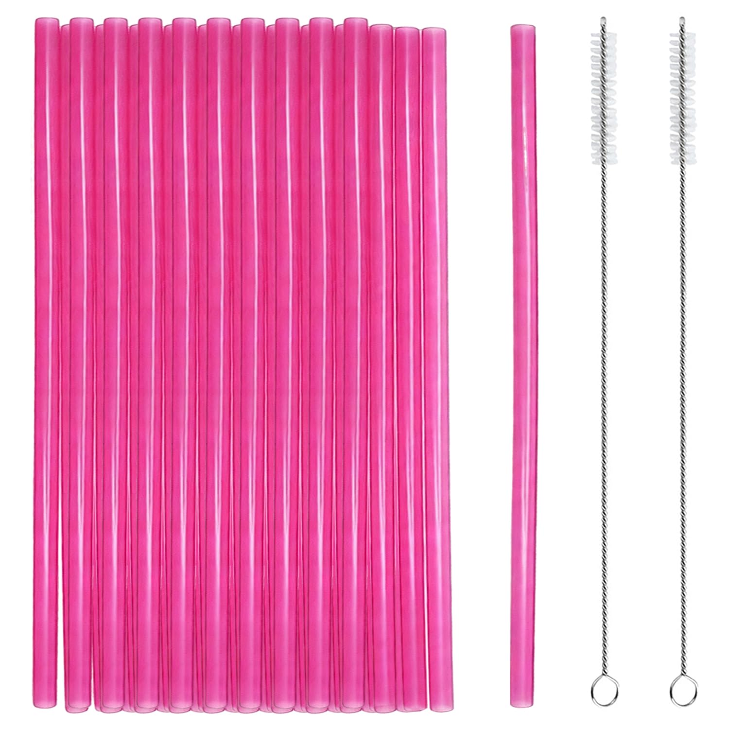 iJiGui Reusable Hard Plastic Drinking Straws 50 Pack, Rose Red
