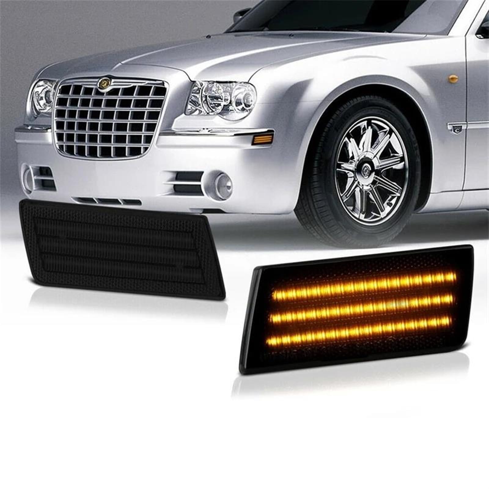 Intermitentes Automóviles Luz LED posición lateral lámparas señal giro lámpara estacionamiento Para Chrysler 300 2005 2006 2007 2008 2009 2010 2 uds.(Smoked Amber)