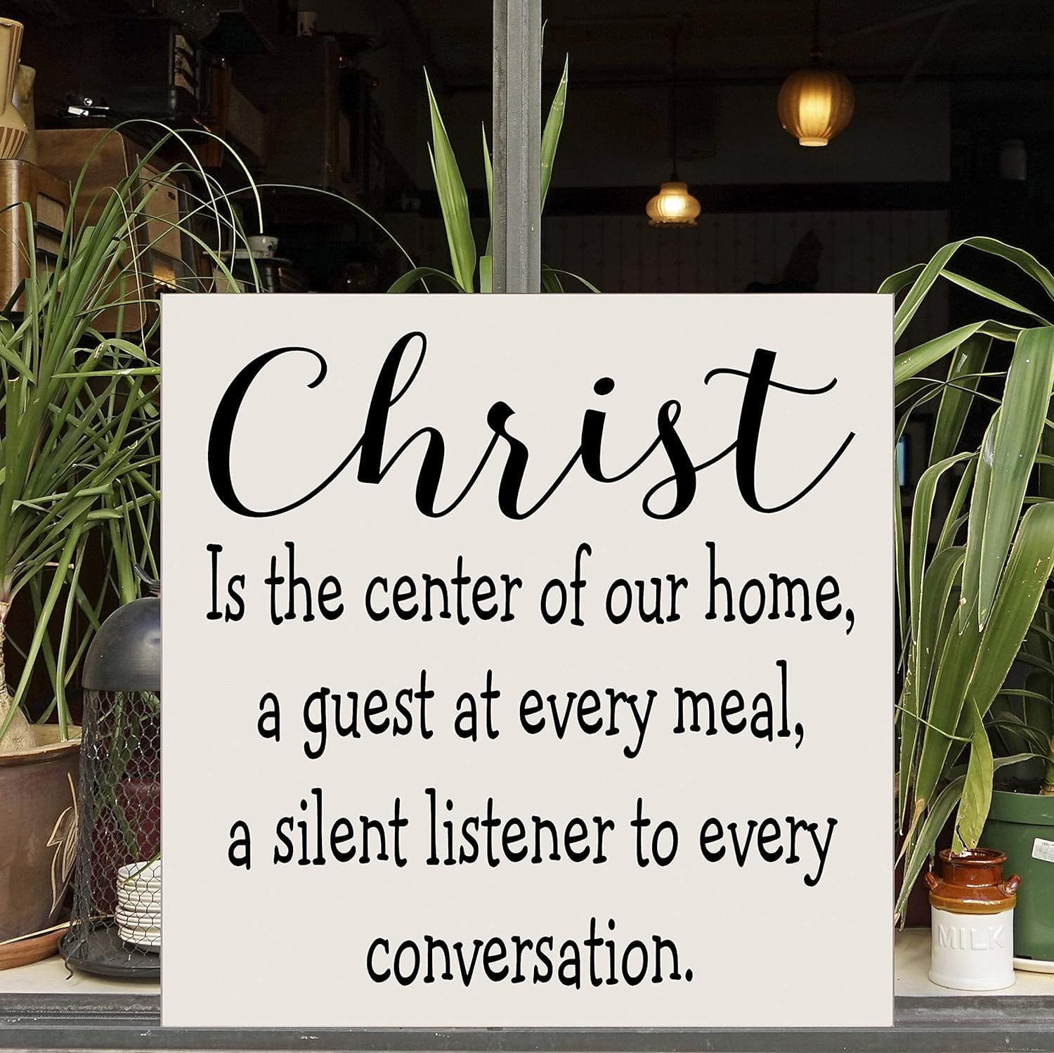 Eletina Wood24 Wooden Signs/Is The Center Of Wood Sign, Sign, A Guest Every Meal, A Silent Listener To Every Conversation, Jesus, God Kitchen Cafe Pub Decor, Wood Wal Art, Rustic Wood Decor Gift 8X12 Inch