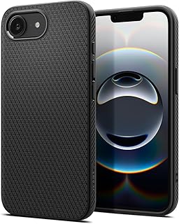 Spigen 【創業18年の技術力】 iPhone 16e ケース 米軍MIL規格 ストラップホール マット TPU バンパー 耐衝撃 リキッド・エア ACS09161 (マット・ブラック)