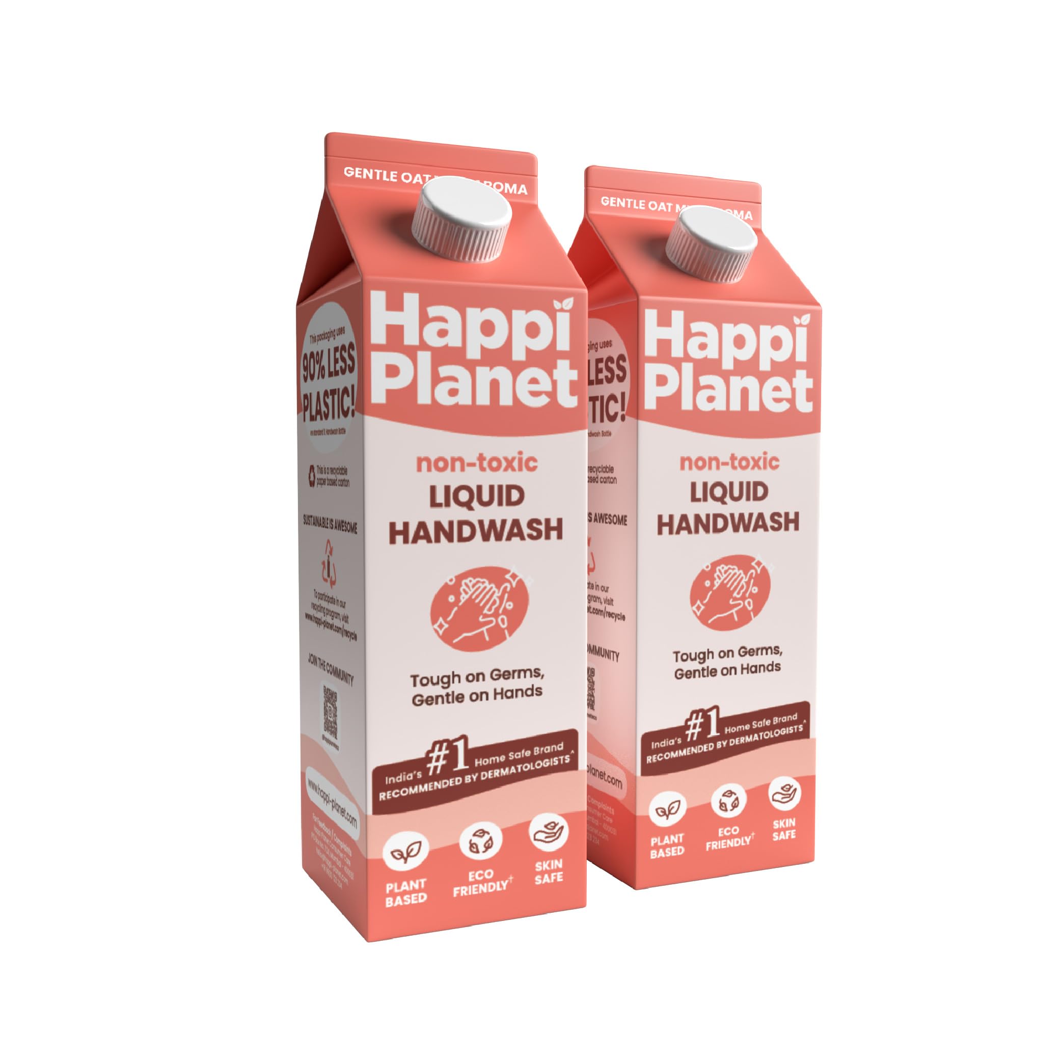 Happi Planet | Organic Liquid Handwash Refill | 2L | Oat Milk Fragrance | Moisturizing Hand Wash | Natural, Non-Toxic, Herbal, Eco-Friendly, Chemical Free, pH Balanced, Tough On Germs, Gentle On Hands