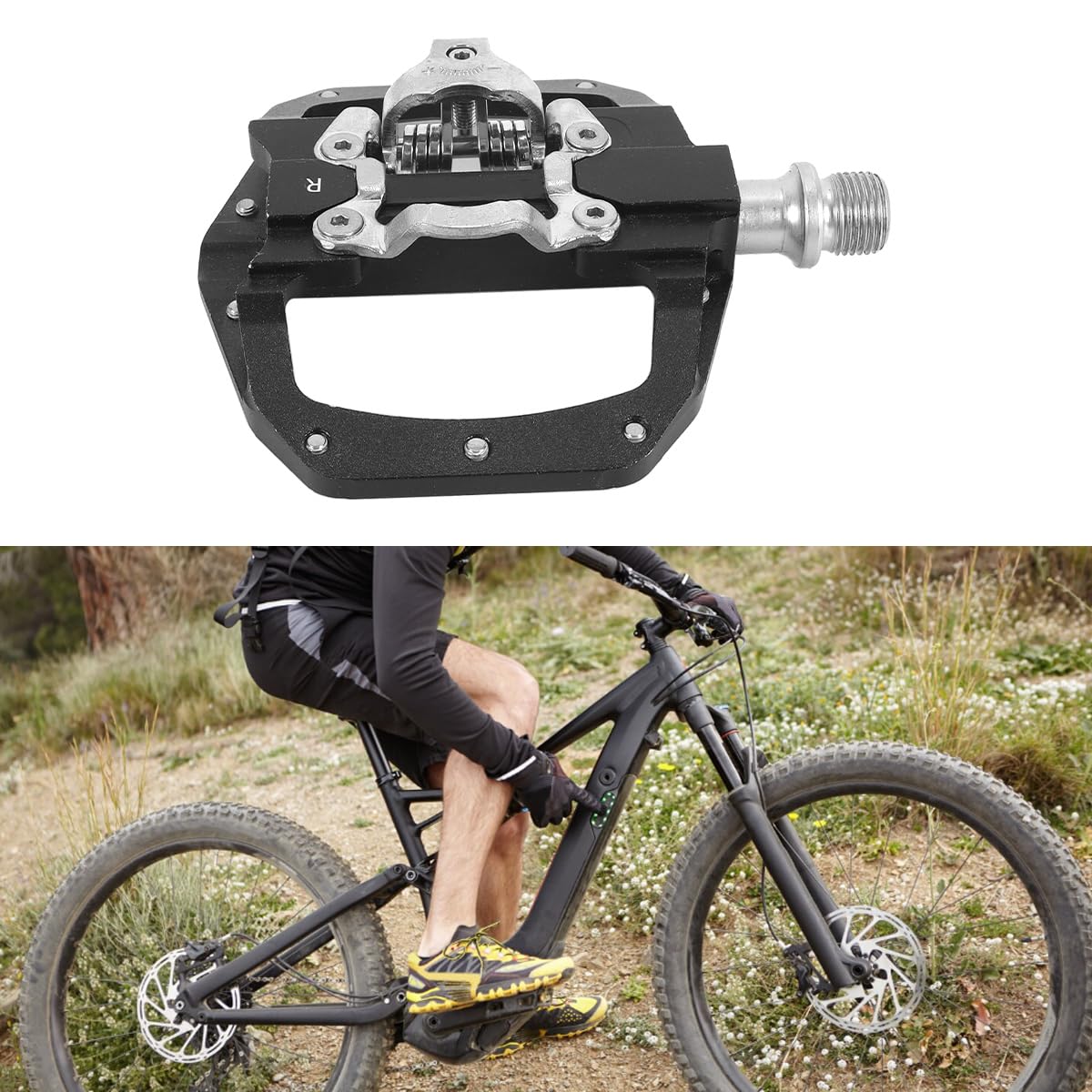 Gurtt 2 Stück 2-in-1 SPD CNC-gefräste Aluminium-Fahrradpedale – rutschfestes Klickpedal-Set für MTB, BMX, Rennrad und Trekkingrad, 9/16