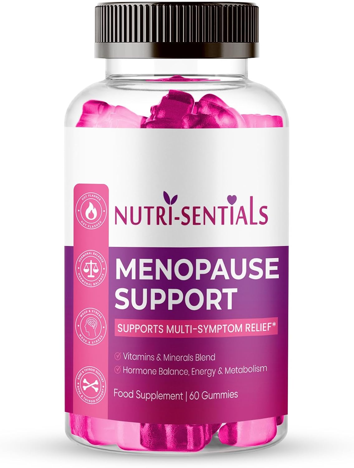 Menopause Gummies for Women- Multi-Symptom Menopause Support with Vitamins & Minerals for Energy, Mood, Stress, & Bone Health- Natural Menopause Supplements Women- 60 Gummies