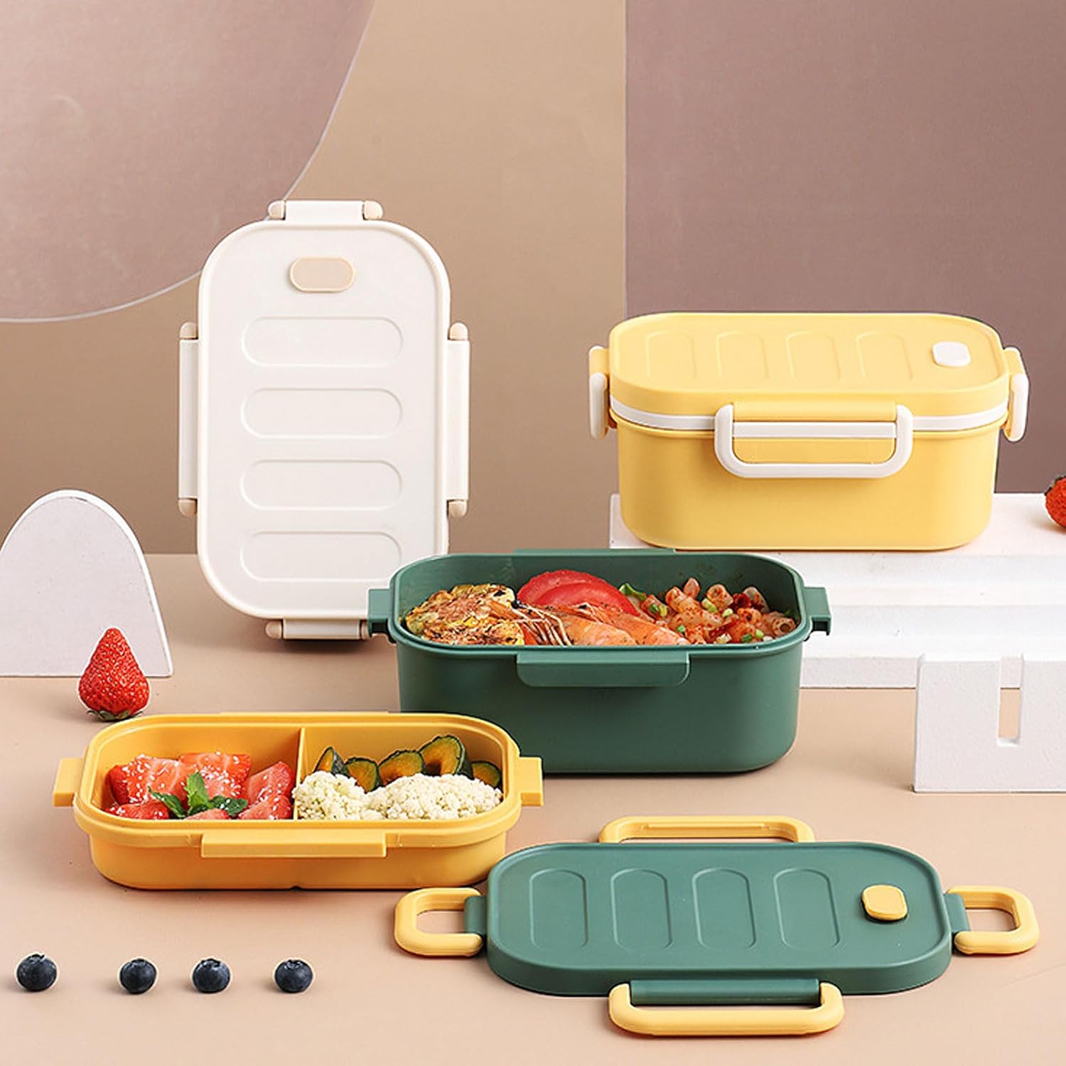 Bento Lunch Box Adult Bento Box, 3 Compartment Lunch Container Stackable Food Container, 34 OZ/1000ML Leakproof Meal Prep Containers for Men Women, BPA Free (Green) - Image 7