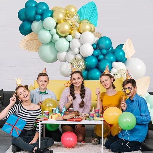Miniatura 24 de Kit de arco de globos azules y amarillos, kit de guirnalda de globos de albaricoque azul y naranja, amarillo, de látex, globos de fiesta
