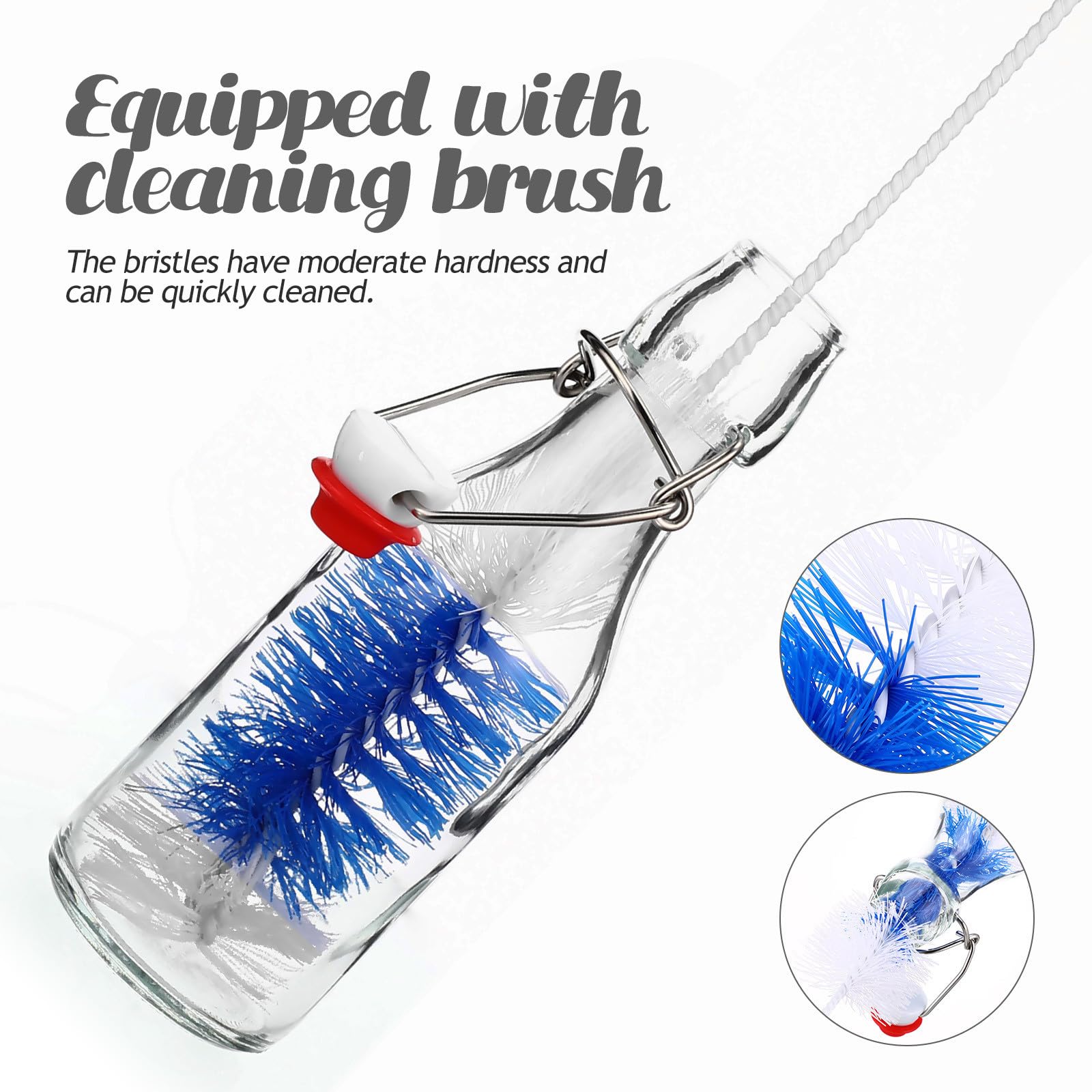 Glasflaschen mit Reinigungsbürste Auslaufsicher 250ml mit Bügelverschluss 6 Stück für Picknick und Garten Grillen
