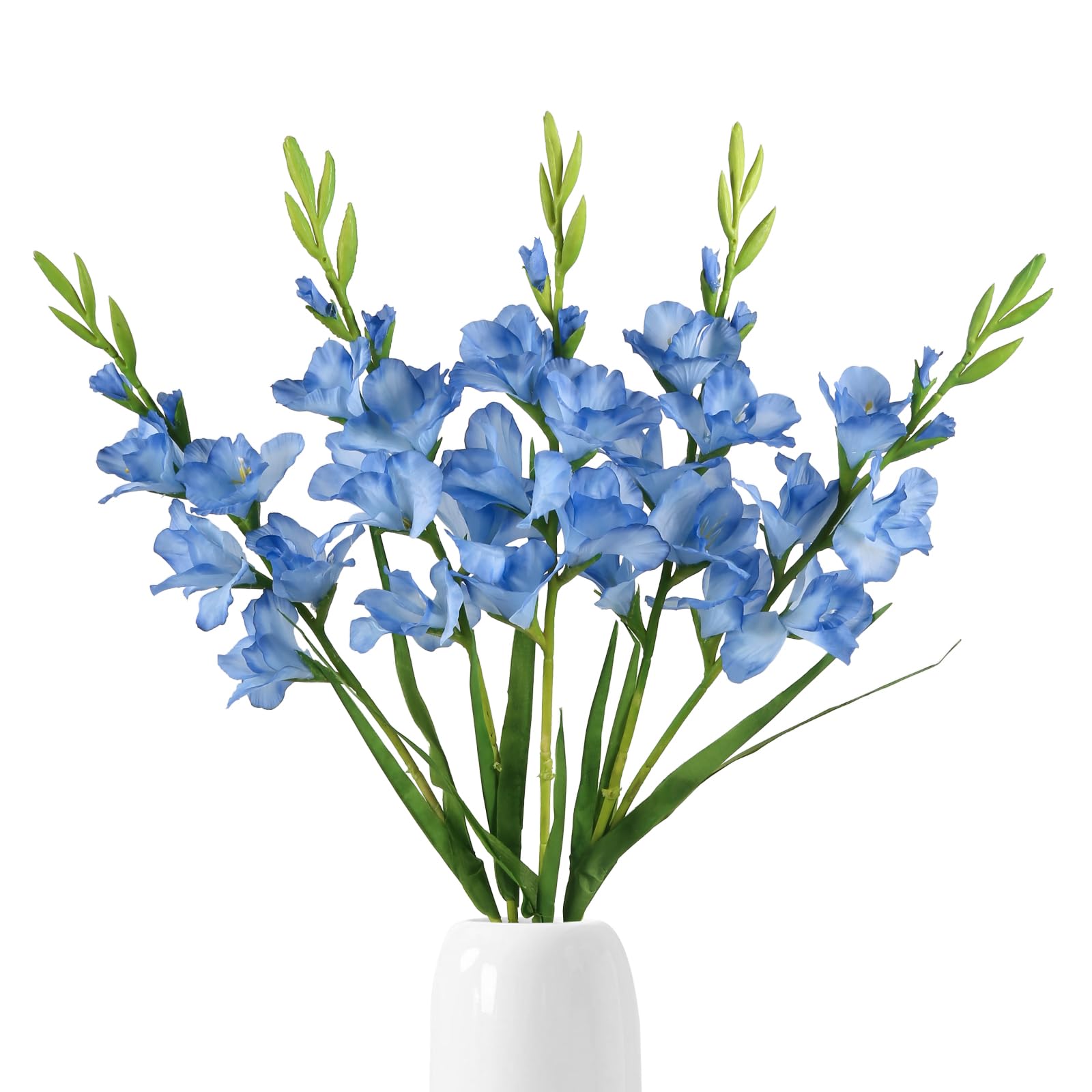 Fqueelvys 36.6" Sky Blue Gladiolus Artificial Flowers 5PCS Faux Silk Gladiolus Flowers Long Stem Flower for Home Wedding Centerpieces Table
