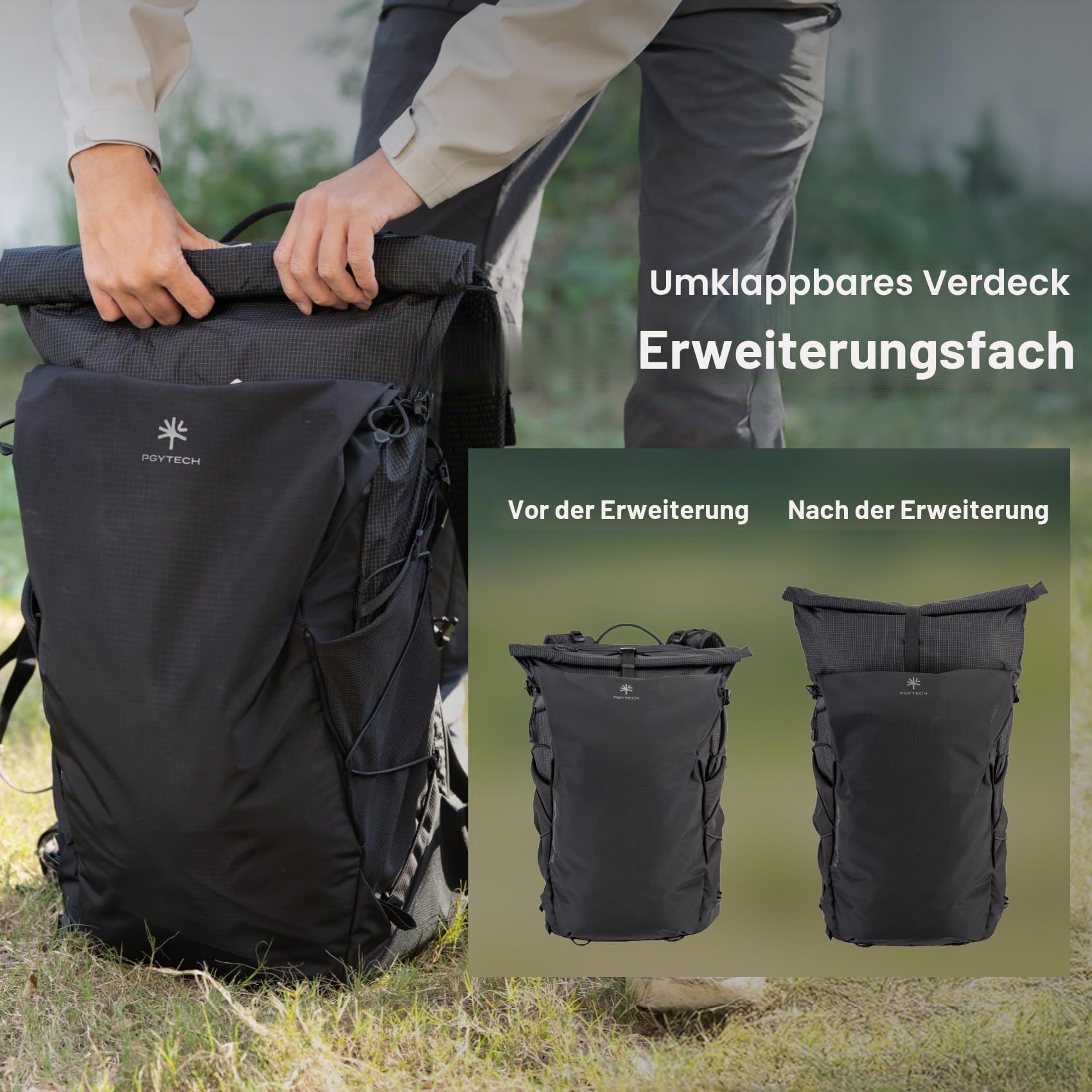 PGYTECH OnePro Ultralight Outdoor Wasserdichter Kamerarucksack 20L, Schwarz | AirFoam Tragesystem, Schnellzugriff, 14 Zoll Laptopfach, Leichte Fotorucksack für DSLR/Drohnen/Systemkameras