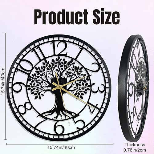 Miniatura 7 de Reloj de pared grande – Reloj de pared para decoración de sala de estar, silencioso y sin tictac, adecuado para decoración de pared, decoración de
