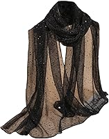 Floerns Women's Sequin Bandana Square Scarf - Silky Mesh Shawl Wrap for Evening Dresses, Parties & Travel