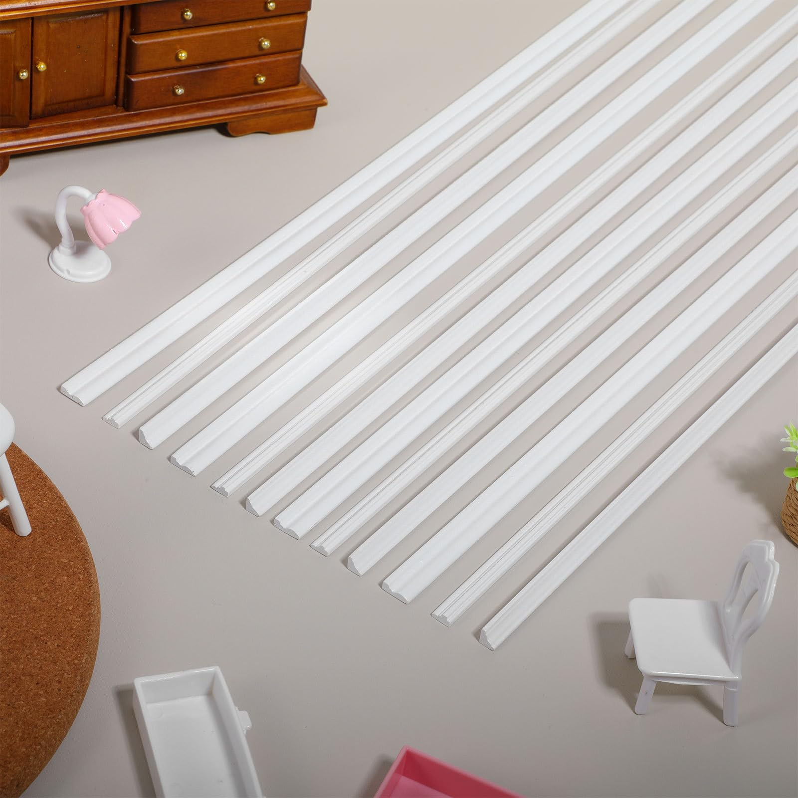 Kisangel 12pcs miniatura casa delle bambole, scala 1:12 bianco legno