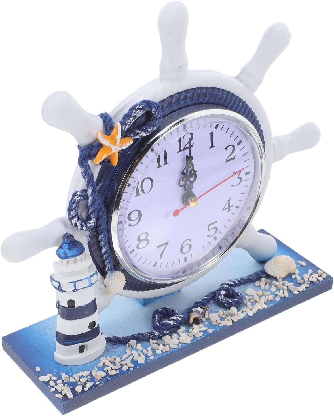 Nautical Style Lighthouse Desk Clock Silent Artistic Ocean Decor Living Ornament Unique Mediterranean Household Clock Gift for Home and Office