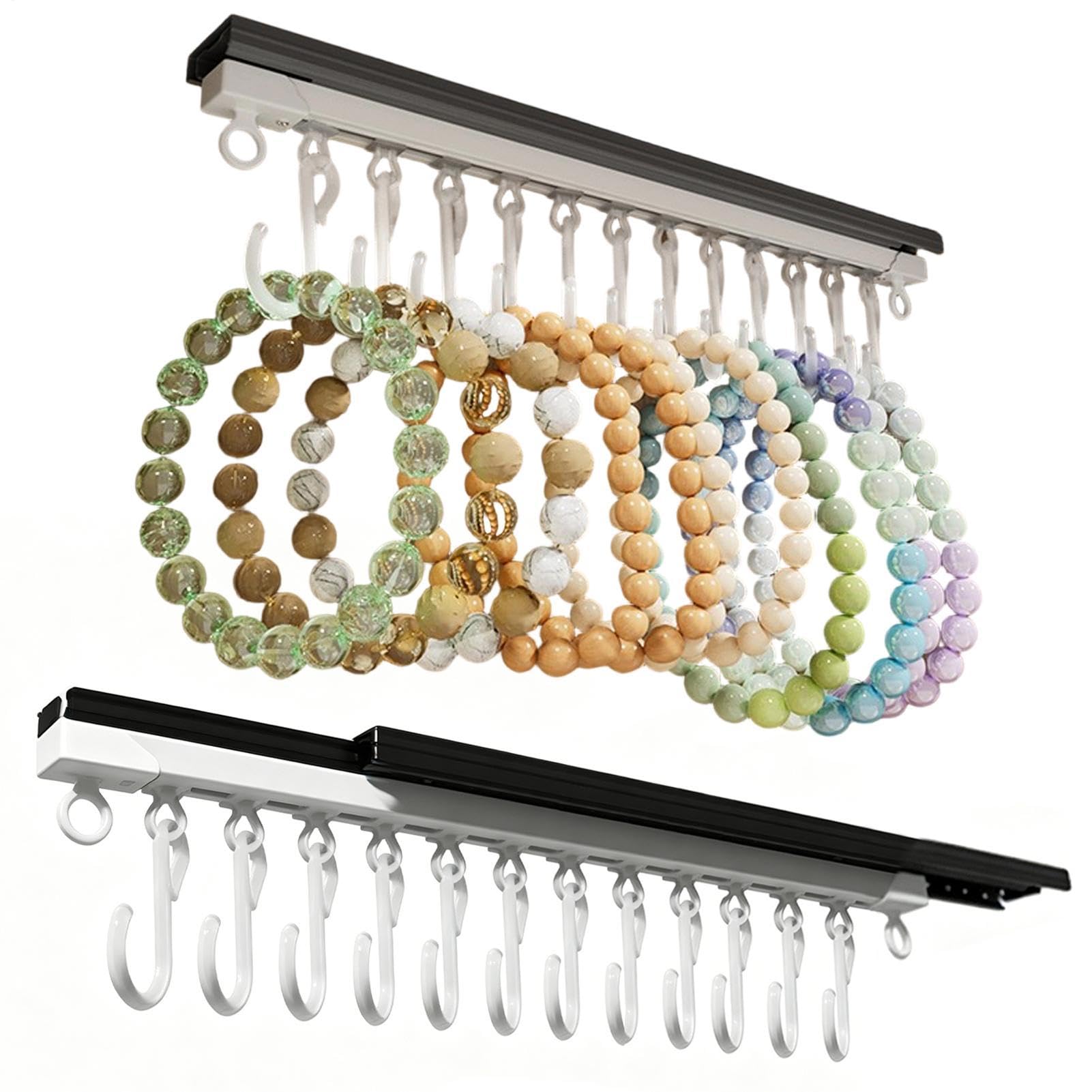 Rail rétractable antidérapant pour chambre et dressing : organisez colliers et pantalons