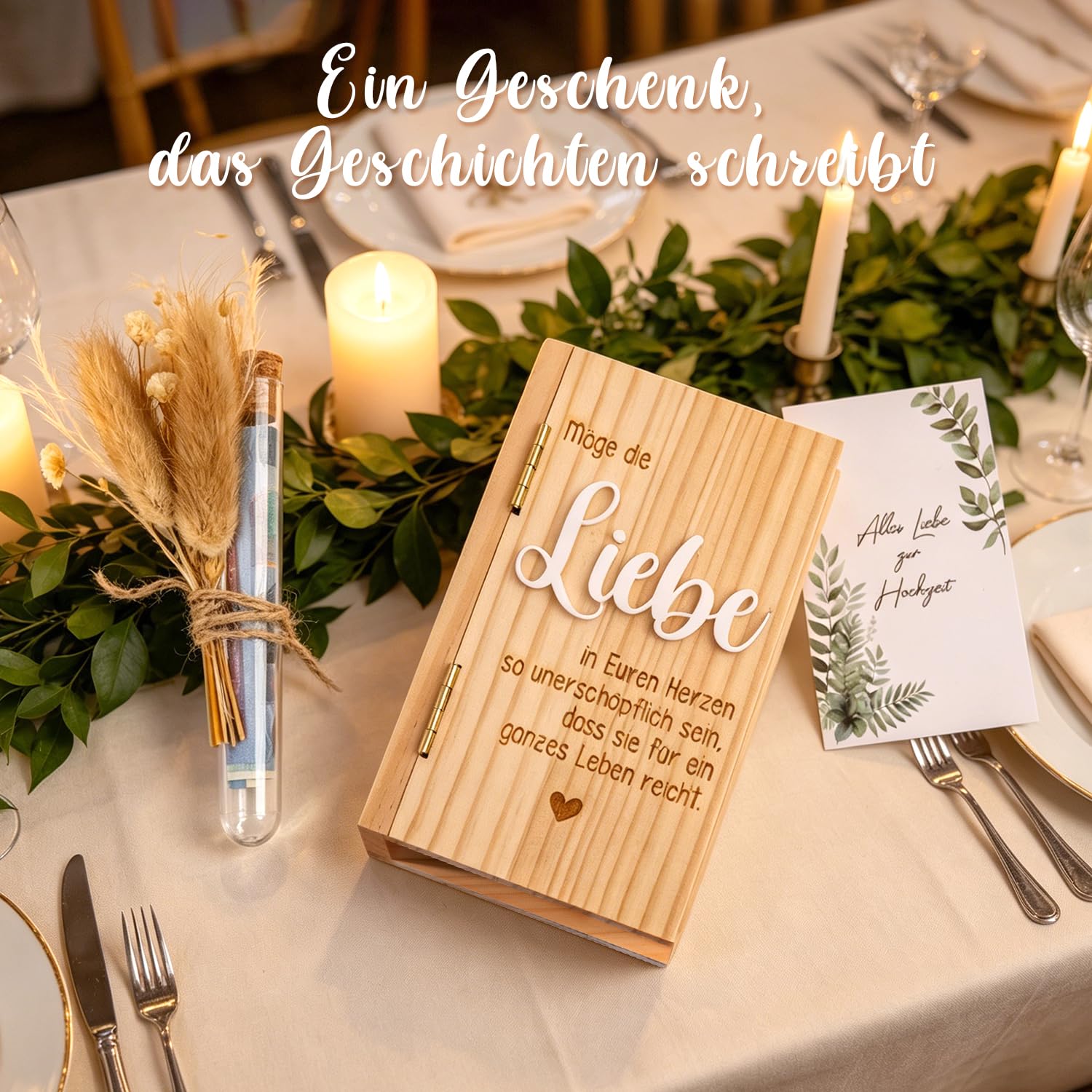 Regalo Matrimonio Denaro in Legno, Scatola Portasoldi Creativa, Biglietto Auguri Matrimonio Originale in Legno, Regali per Nozze in Contanti, Idee Regalo da Fare agli Sposi