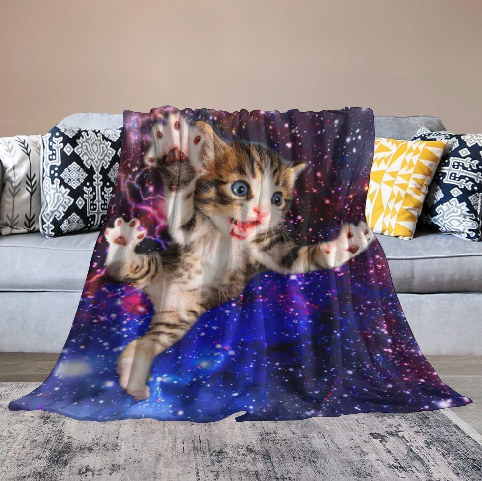 Cat Blanket Funny Gifts for Girls Boys Woman Kids Cat Lover Throw Blankets Soft Blanket Warm Fleece Flannel Plush Blankets for Bed Sofa Couch 40"x50" - Image 6