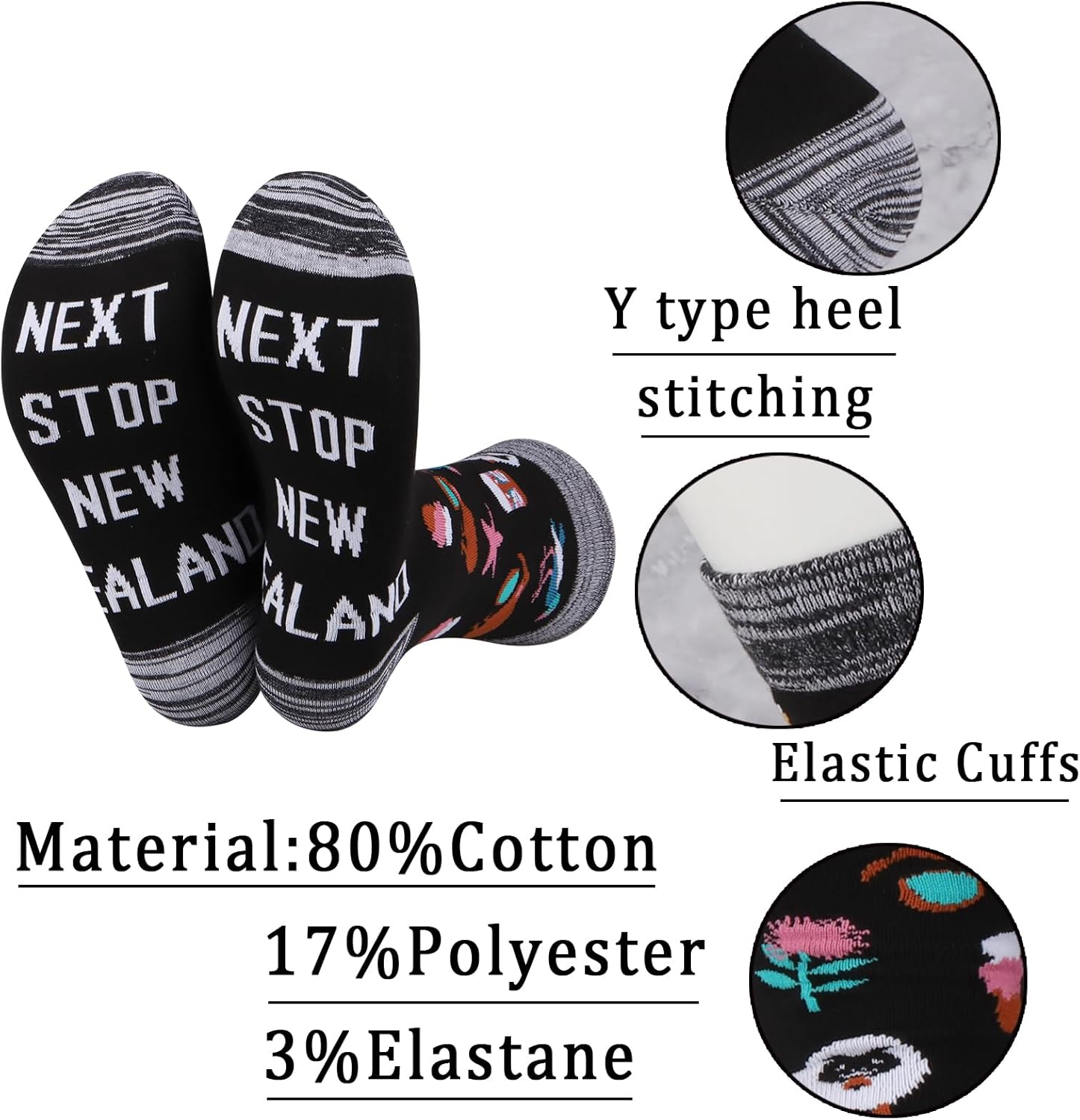 JXGZSO Next Stop New Zealand Socks - Trip Lover Gift for Vacation - Image 3