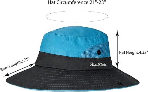 Miniatura 23 de Sombrero de pesca de playa de ala ancha para mujer, con protección UV, plegable, con agujero para cola de caballo