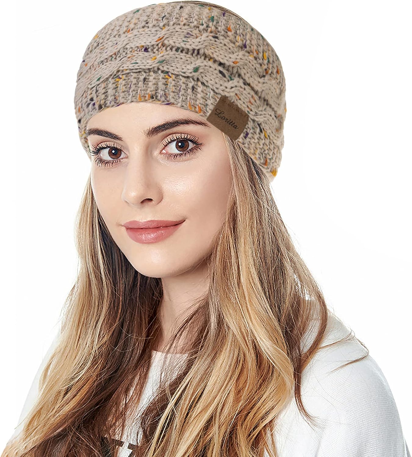 Loritta 2 Pack Headbands for Women Winter Warm Cable Knit Ear Warmer Thick Head Wrap Fuzzy Fleece Lined Gifts - Image 6