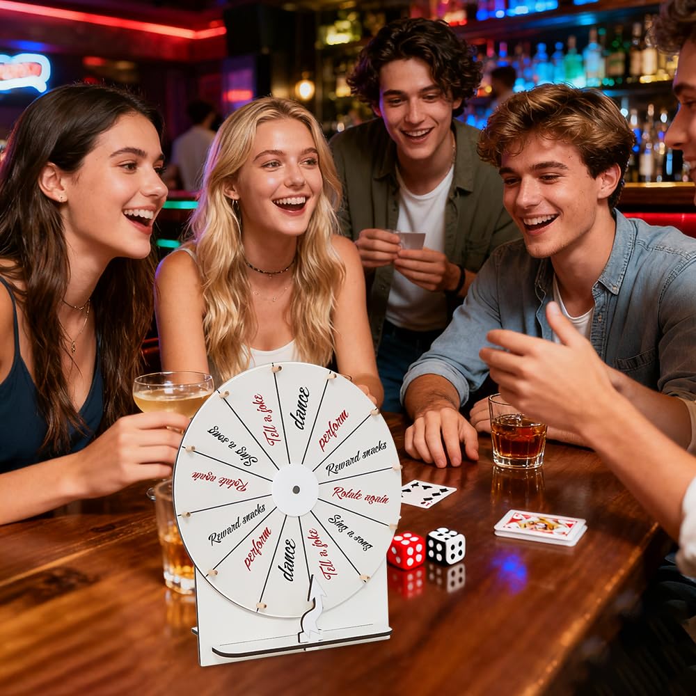 Ruleta De La Suerte, Ruleta Giratoria, Comprar Rueda De La Fortuna con 10 Rotuladores, Goma De Borrar y Destornillador, Rueda de La Fortuna De Madera para Juegos De Palabras, Año Nuevo, Fiesta