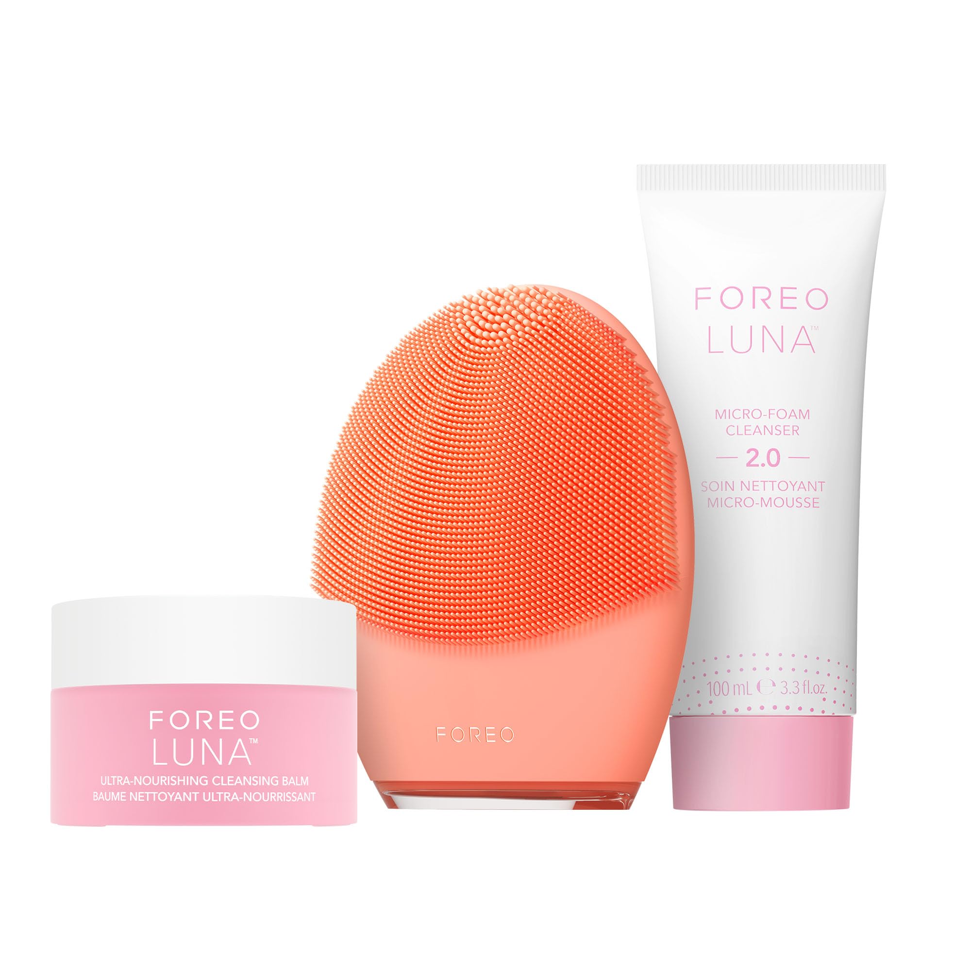 FOREO LUNA 4 Balance Set - Brosse Visage Nettoyante Pour Peau Équilibrée + LUNA Micro-Foam Cleanser 2.0 100 ml + Baume demaquillant (Ultra Nourrissant) 75 ml - Masseur Visage Raffermissant