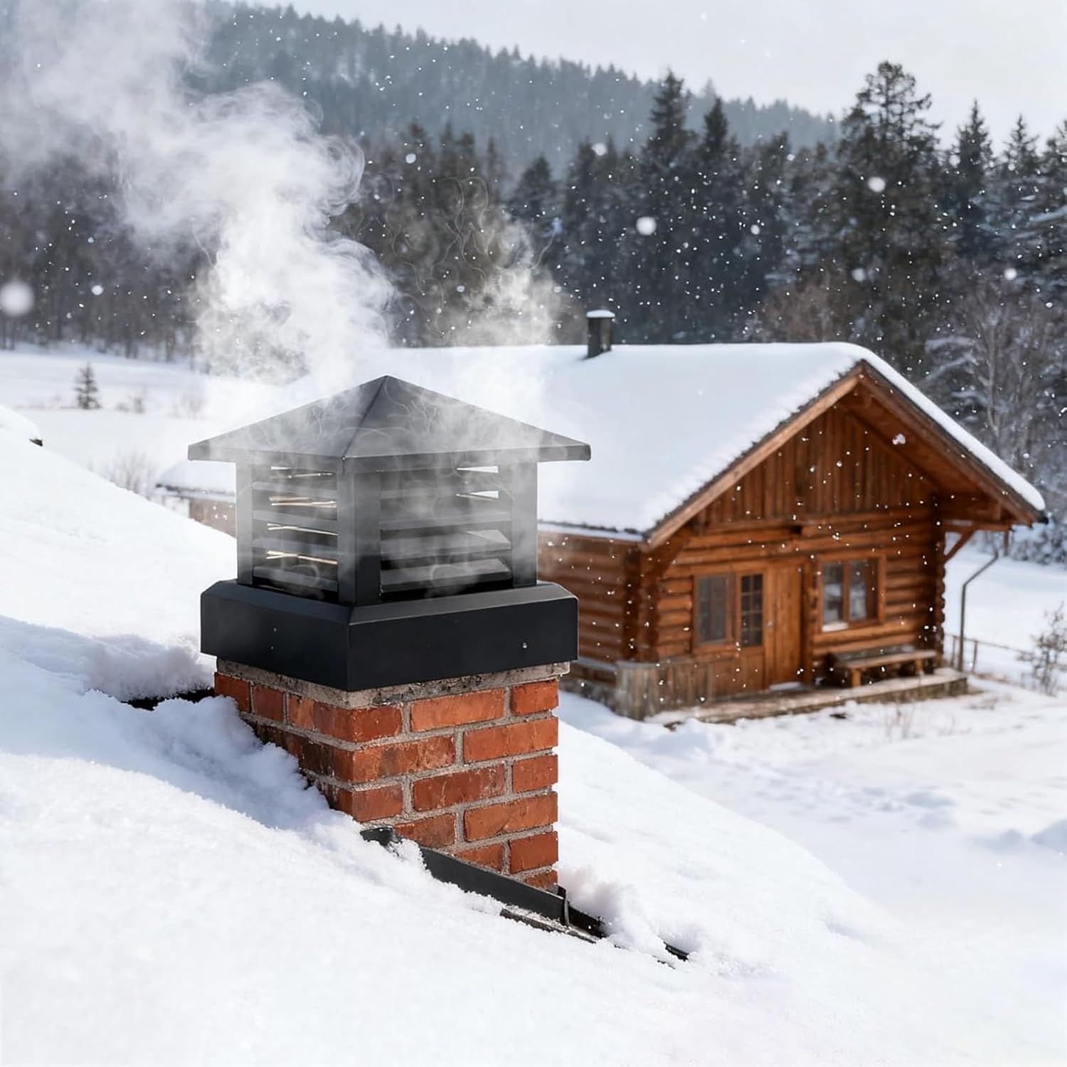 Fireplace Chimney Cap, Aluminum Alloy Chimney Cover,Square Base Vent Cover for Fireplace Flue, Rainproof(55cm/22in)