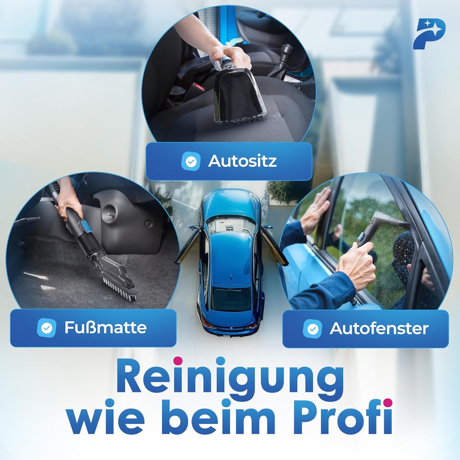 Primavella ​– Nass-/Trockenstaubsauger ​– 600 ​Watt, 1,5-Liter-Behälter ​– Polsterreinigungsgerät ​+ 4 ​Aufsätze für Sofa, Teppich, Auto, Polstermöbel