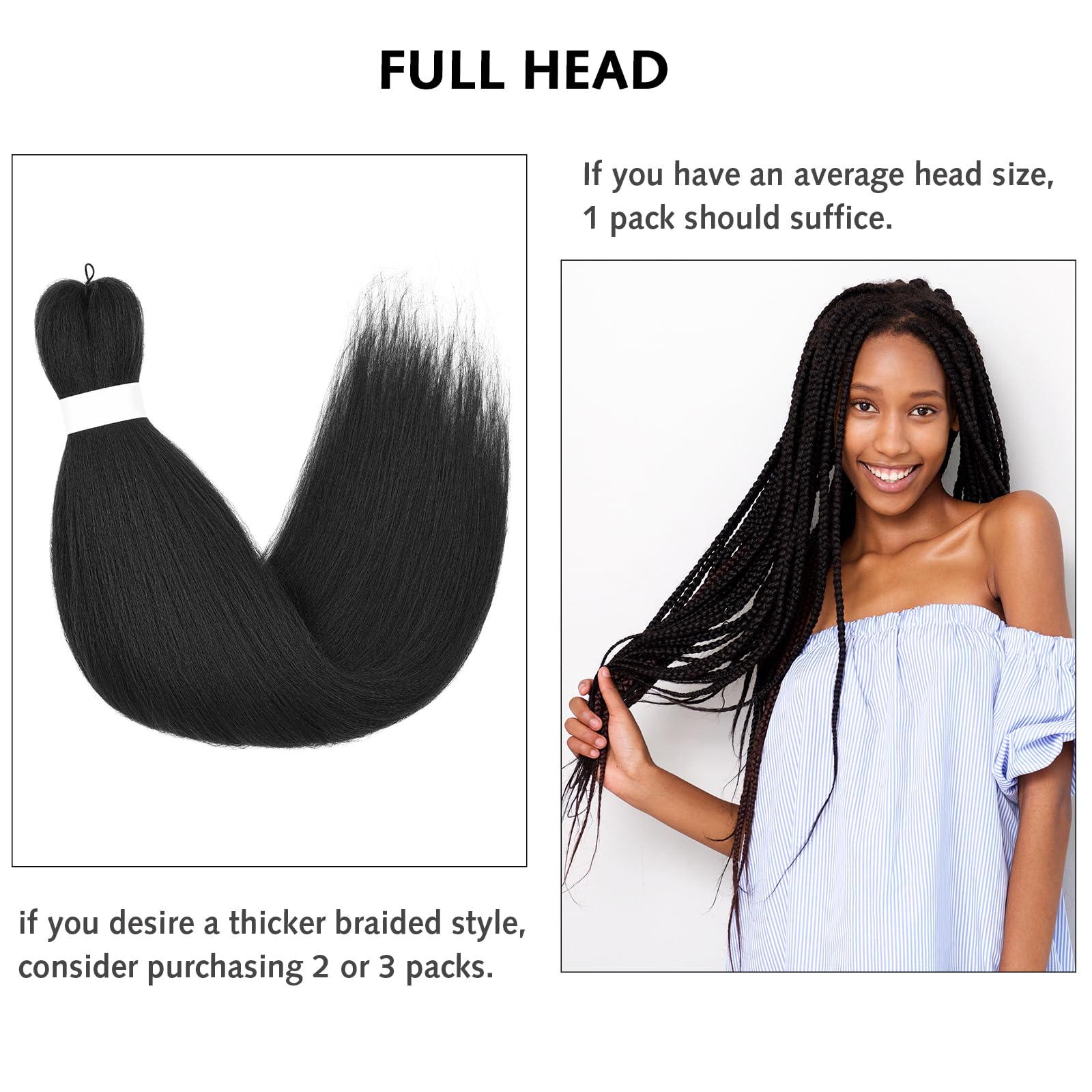 BUYOGET 4Pcs 24 Inch Braiding Hair EZ Braiding Hair Extensions for Box ...