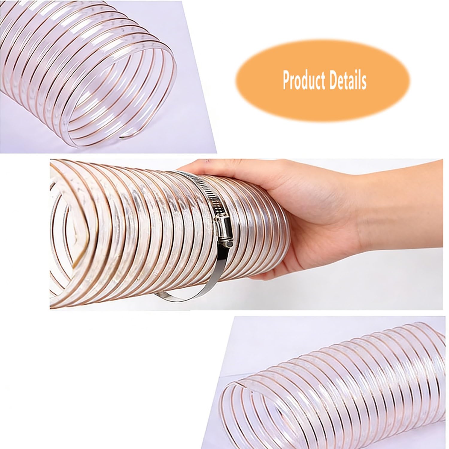 Staubsammelschlauch, Schwere Trümmer PU-Spiralschlauch für Industriewerkstätten Staubabsaugung, Tischsägen, Bandsägen und Hobel(10m,115mm)