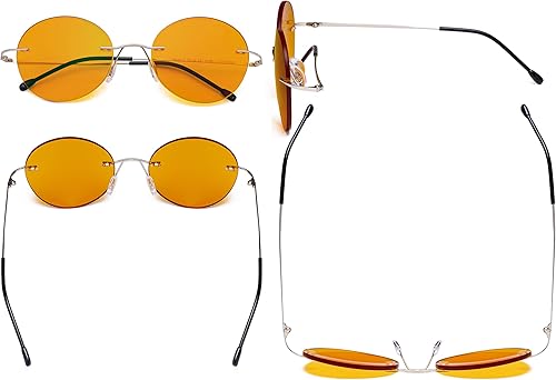 Miniatura 10 de Eyekepper Lentes de bloqueo de luz azul sin marco con lente tintada naranja para dormir, anteojos de lectura para computadora sin montura redondos