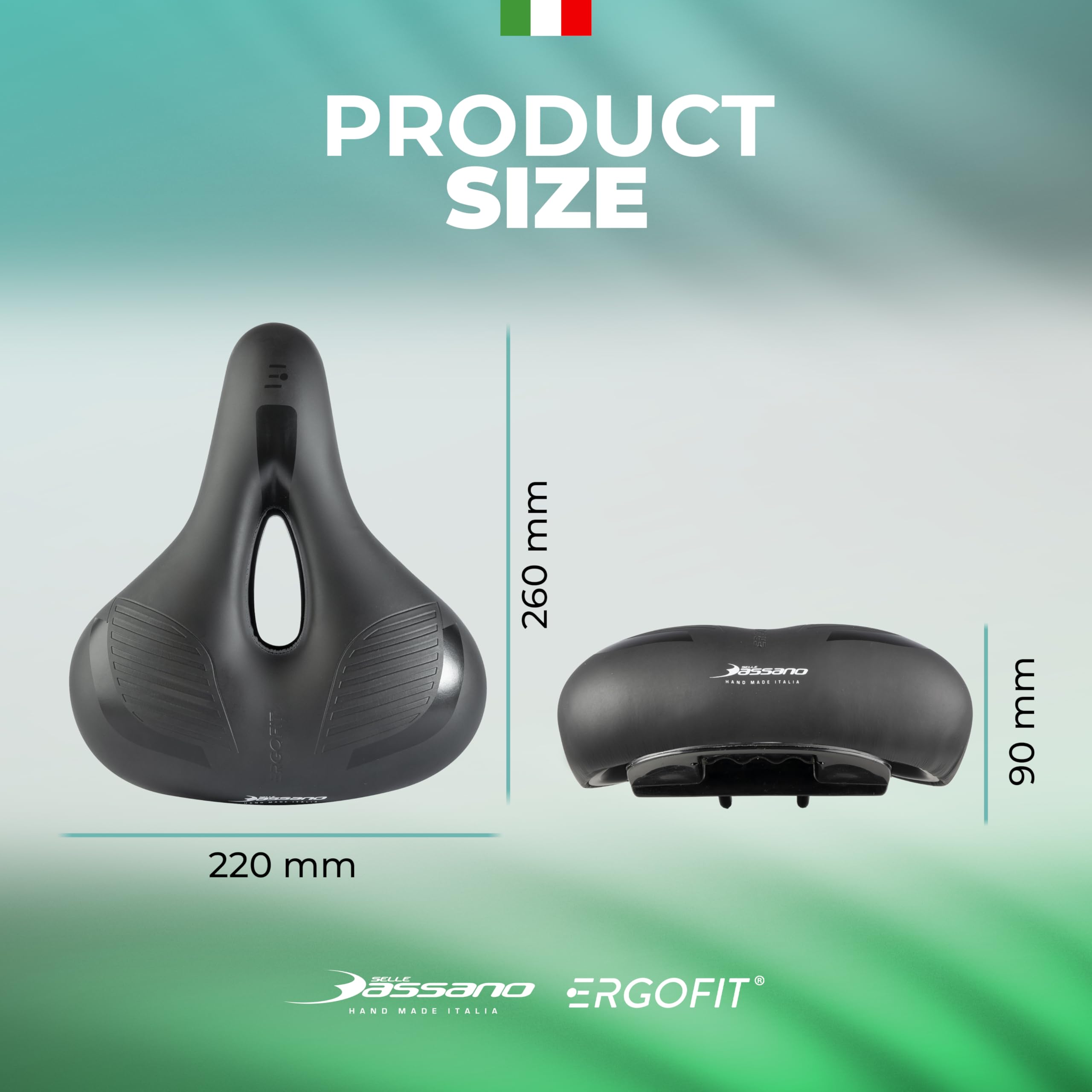 Selle Bassano - Viale Ergofit City XXL SIL Ready, sillín para bicicleta con tecnología Ergofit, cómodo y ergonómico, fabricado en Italia