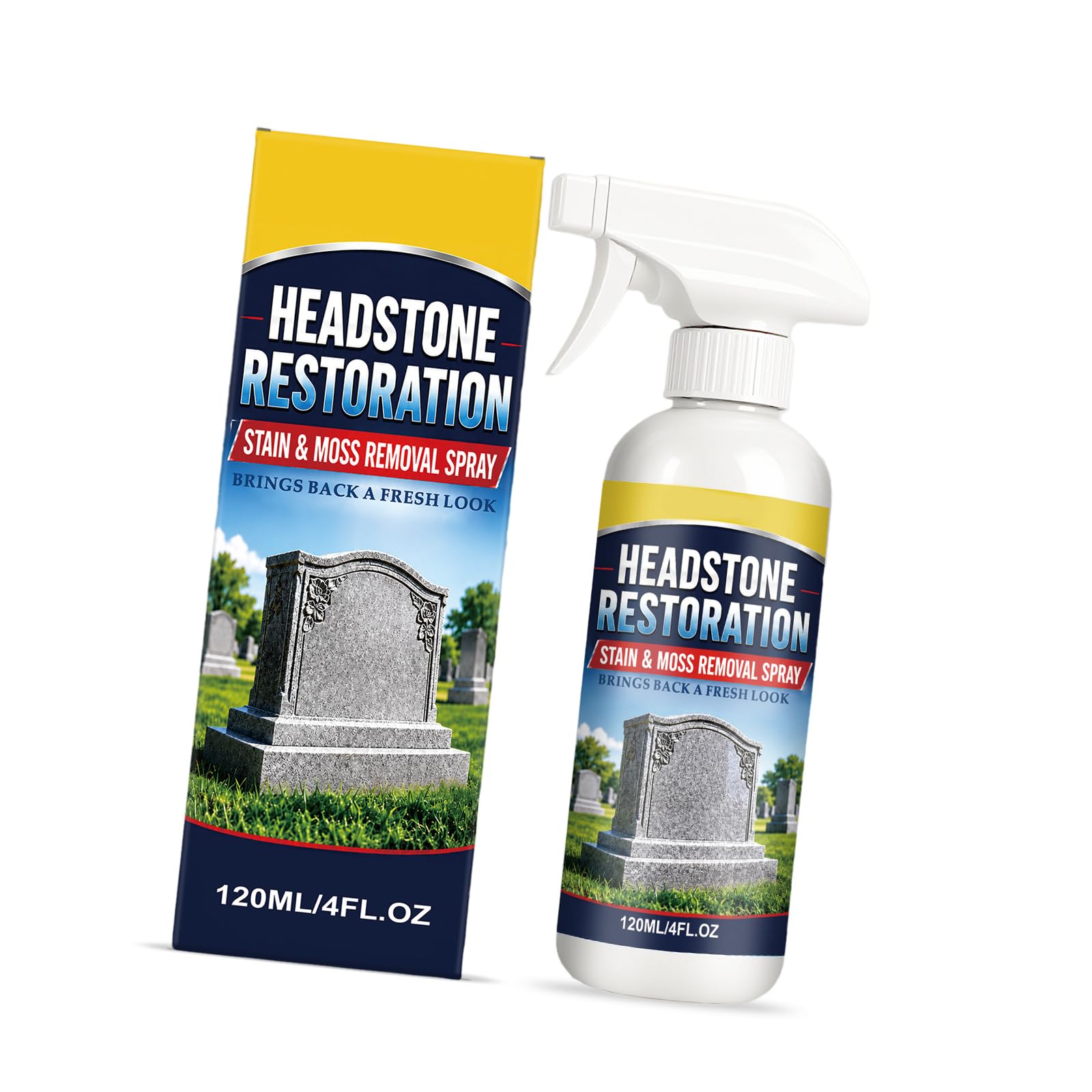 ZEPFJHE Compact Memorial Stone Care Liquid, 4 Fl Oz Direct-Apply Bottle for Grave Marker Upkeep During Stain Removal Visits and Routine Care Grave Marker Memorial Stone Up Keep Cemetery Monument